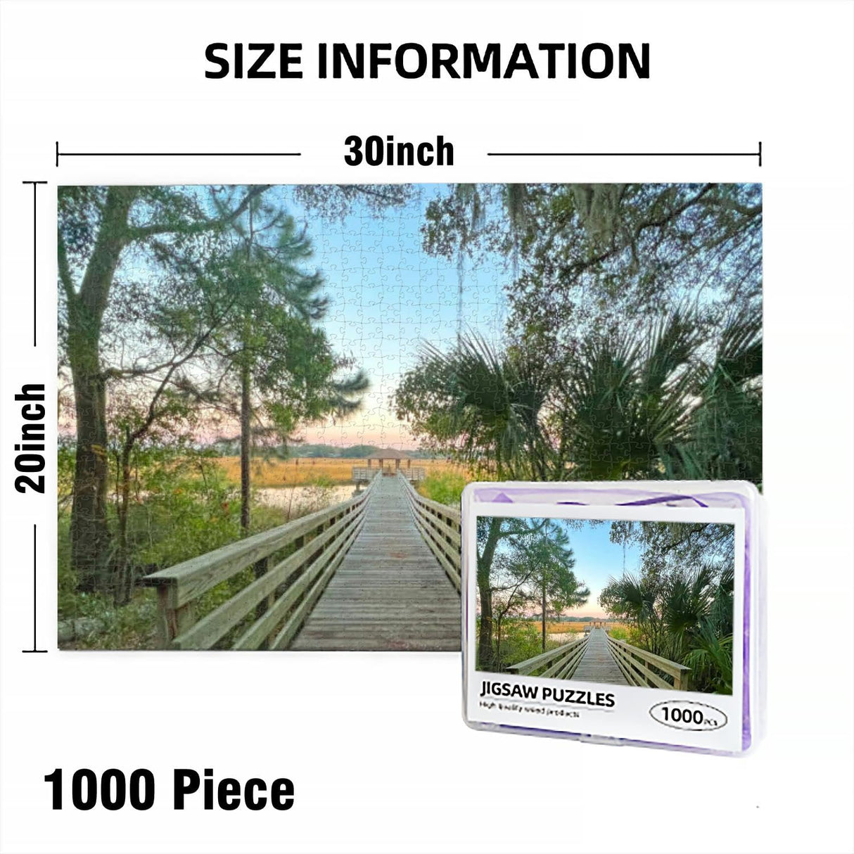 TIGTMULERLY 1000 Piece Puzzle for Adults Jigsaw Puzzles Hard Challenging Difficult Family Cool Large Marsh View from Freedom Park Hilton Head South Carolina Puzzles for Adults 1000 Pieces TIGTMULERLY