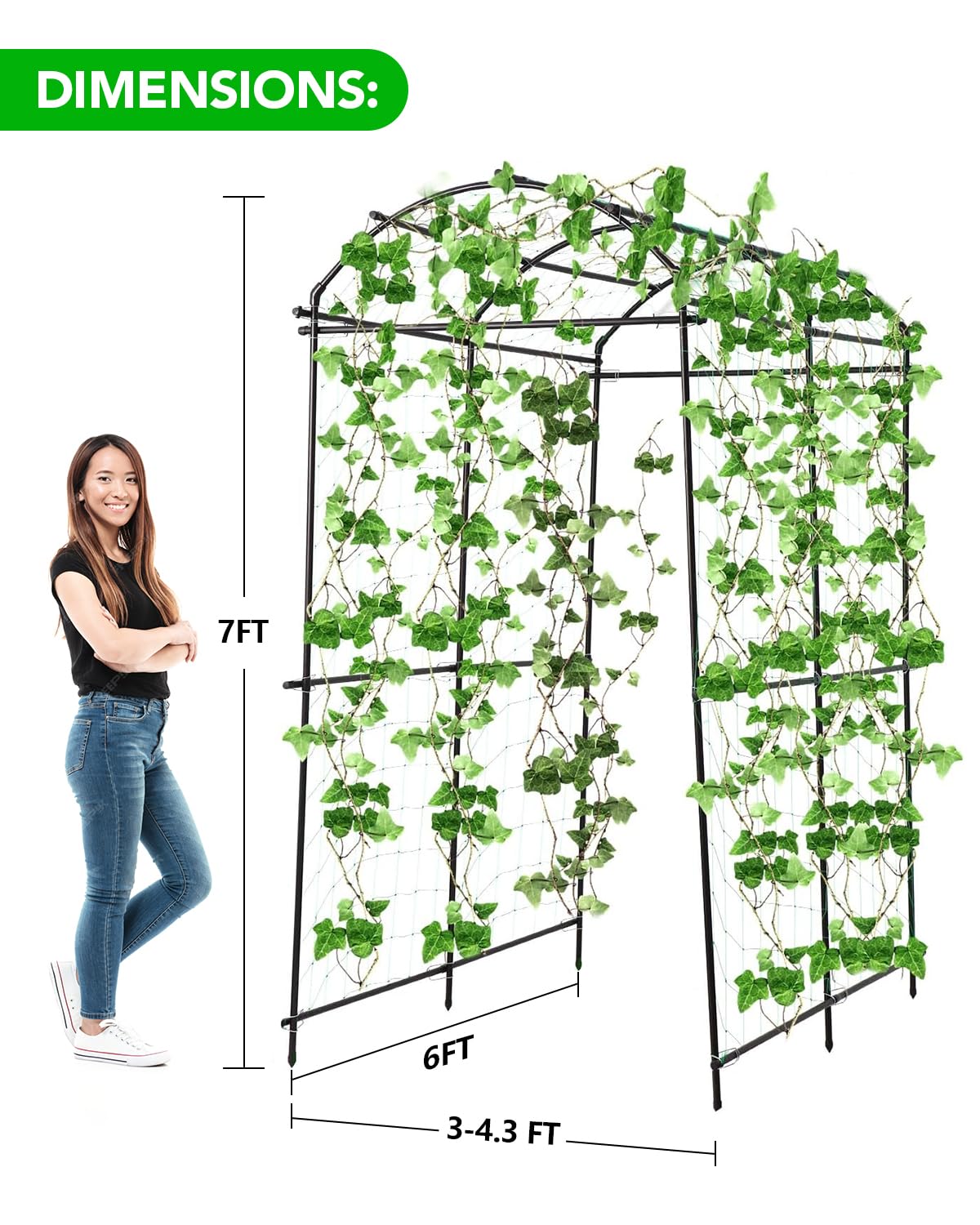 Garden Arch Tunnel Trellis for Climbing Plant Outdoor, Garden Trellis Arch, 7 FT Tall Walkway Trellis, Large Side Archway Arbor Tunnel Support for Vegetable/Fruit/Flowers Outdoor,Garden Raised Bed FAHKNS