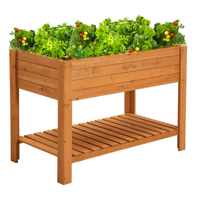 Raised Garden Bed 48"x24"x33" Large Wood Planter Box with Legs Outdoor Wooden Elevated Planters Raised Beds for Vegetable Flower Herb, Standing Gardening Box for Backyard, Patio, Deck