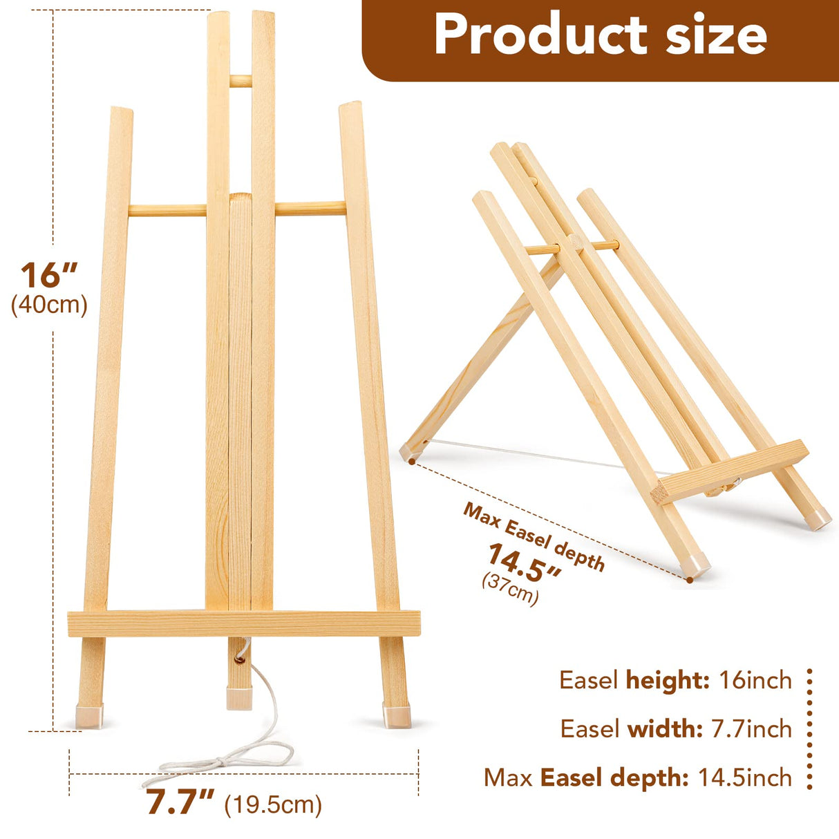 3 Pack 16 Inch Wood Easels, Easel Stand for Painting Canvases, Art, and Crafts, Tripod, Painting Party Easel, Kids Student Tabletop Easels for Painting, Portable Canvas Photo Picture Sign Holder AROIC