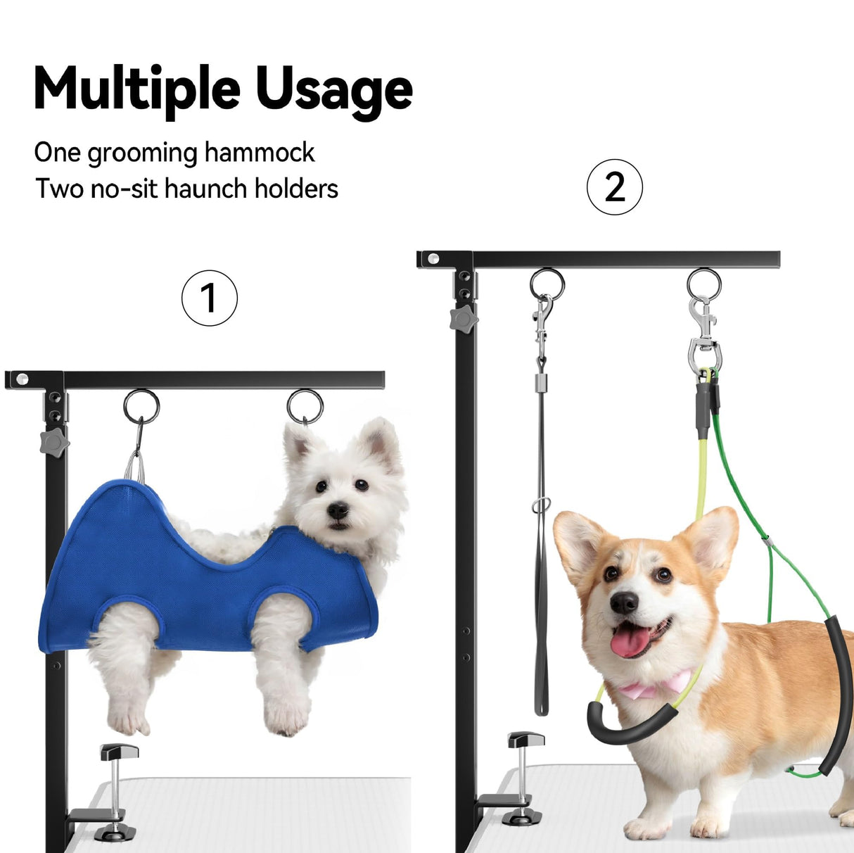 Foldable Dog Grooming Arm with Clamp: Adjustable Height 26"-40", Dog Grooming Table Arm with Hammock and No-Sit Holder, Grooming Restraint for Small Medium Dogs at Home or Salon Josmimic
