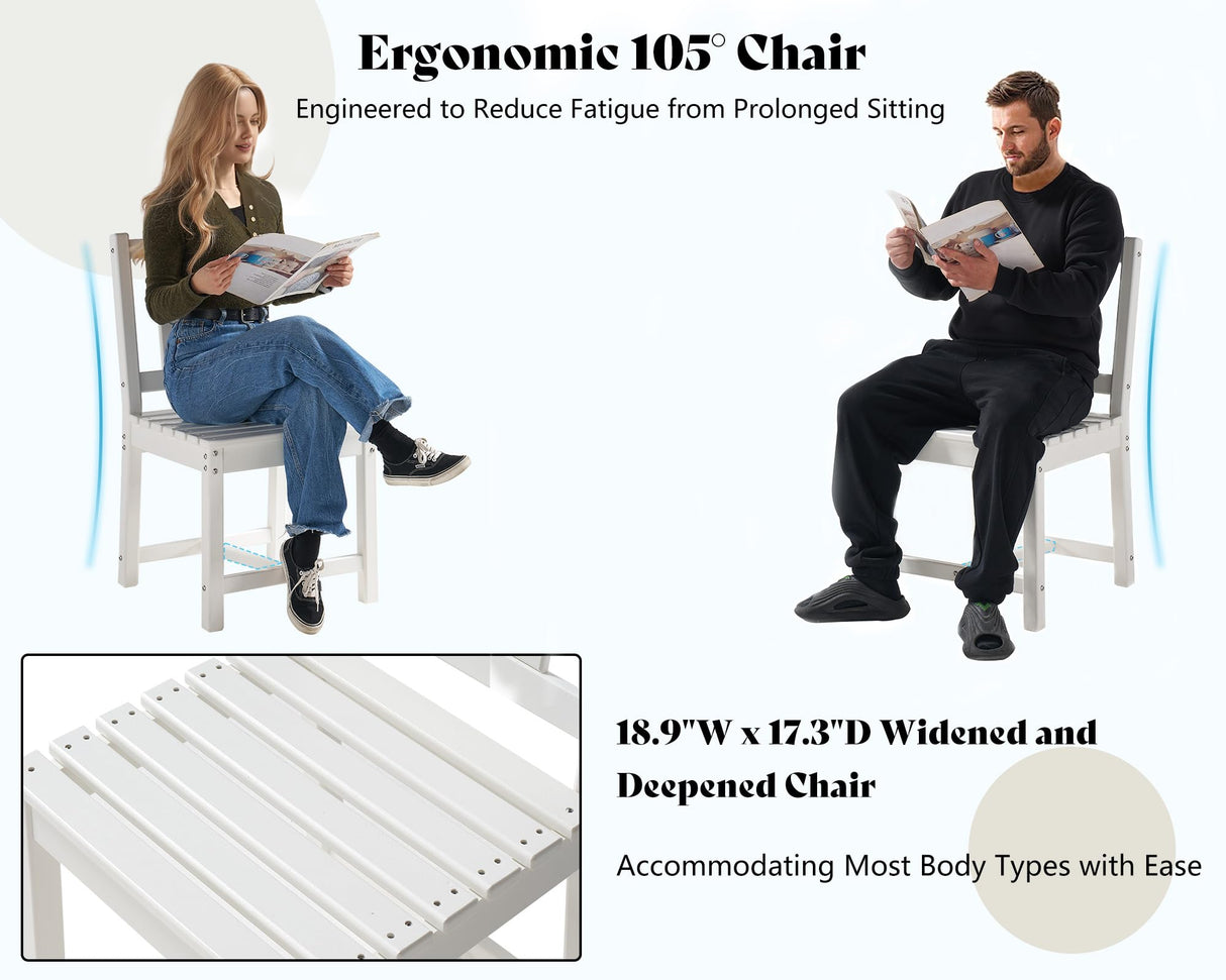 AMERLIFE 5 Piece HDPE Outdoor Dining Table & Chairs Set, All-Weather Patio Furniture with Umbrella Hole for Garden, Backyard, Seaside, White AMERLIFE