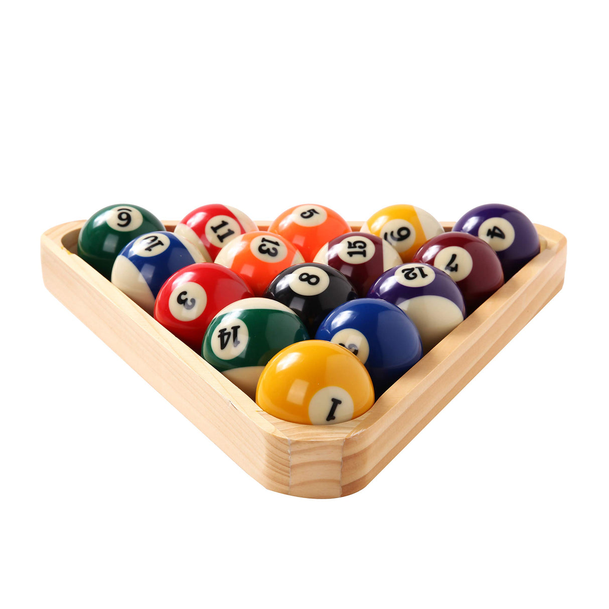 Billiard Balls Set, Pool Table Triangle Ball Rack and 9-Ball Diamond Rack (Wood), 5 Cue Chalks and 2 Table Spot Stickers - Pool Table Accessories BETTERLINE