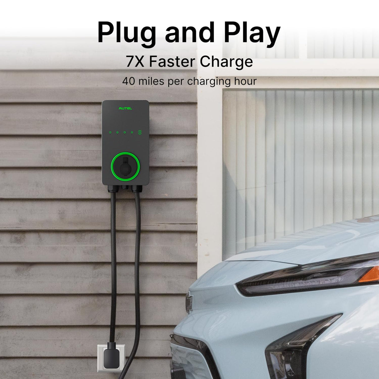 Autel Home Smart AI Level 2 EV Charger up to 40Amp, 240V, Indoor/Outdoor Fast Electric Vehicle Charging Station with Flexible 25-Foot Cable, NEMA 14-50 Plug, Dark Gray Autel