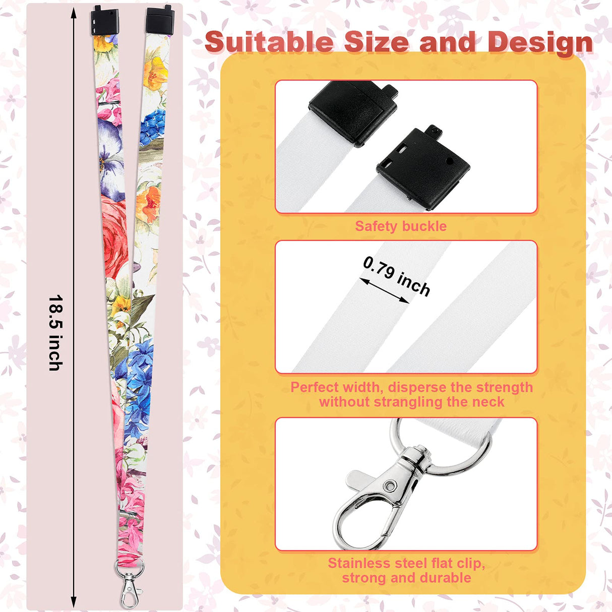 Shihanee 40 Pcs Sublimation Blank Lanyards White Neck Lanyards Blank DIY Lanyards with Detachable Buckles Heat Transfer Lanyards for Keychain ID Card Name Badge Holder Mobile Phone Shihanee