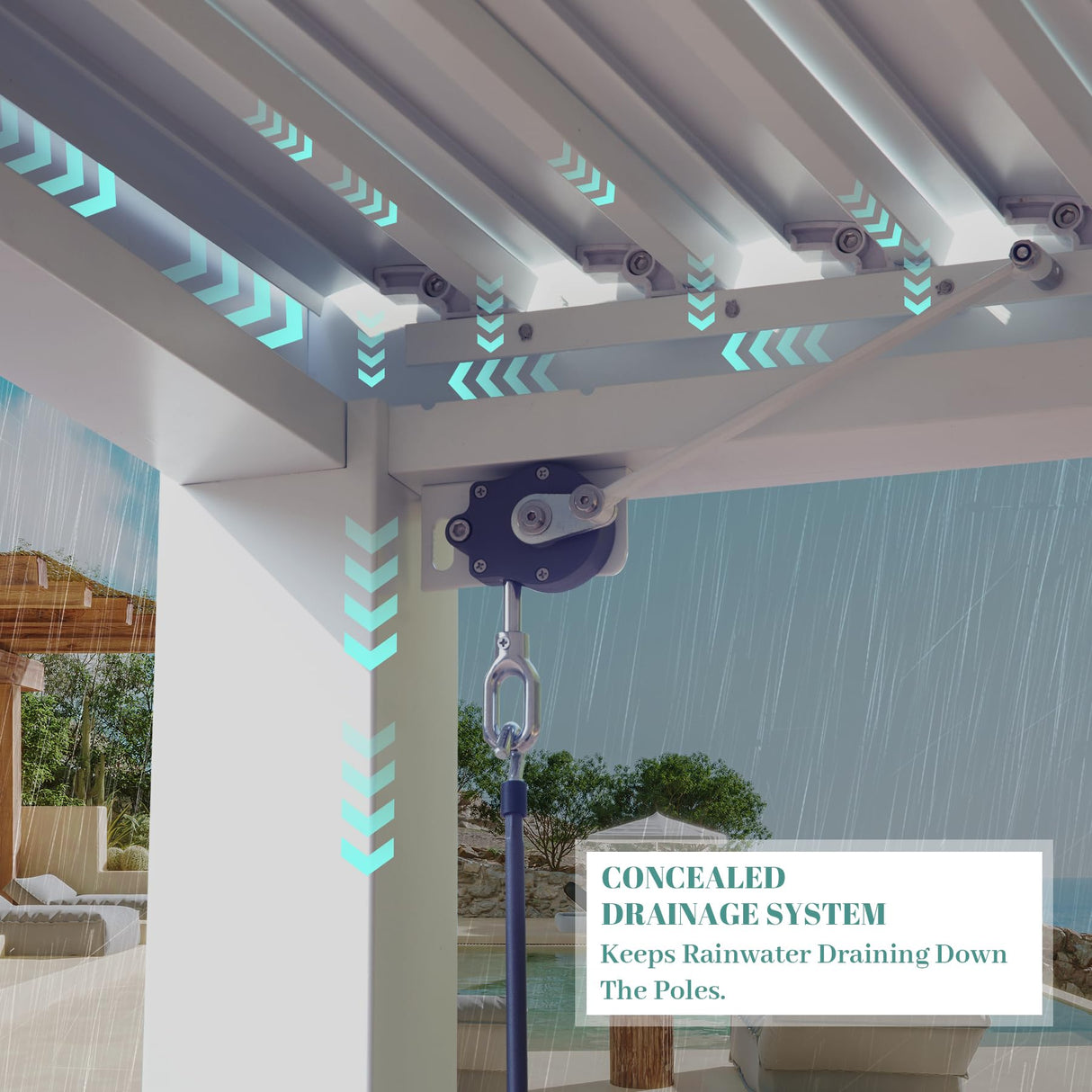 Domi Louvered Pergola 12'x20' Sun Shade Outdoor Aluminum Rainproof Pergola with Adjustable Roof for Backyard Garden Deck (White) domi outdoor living