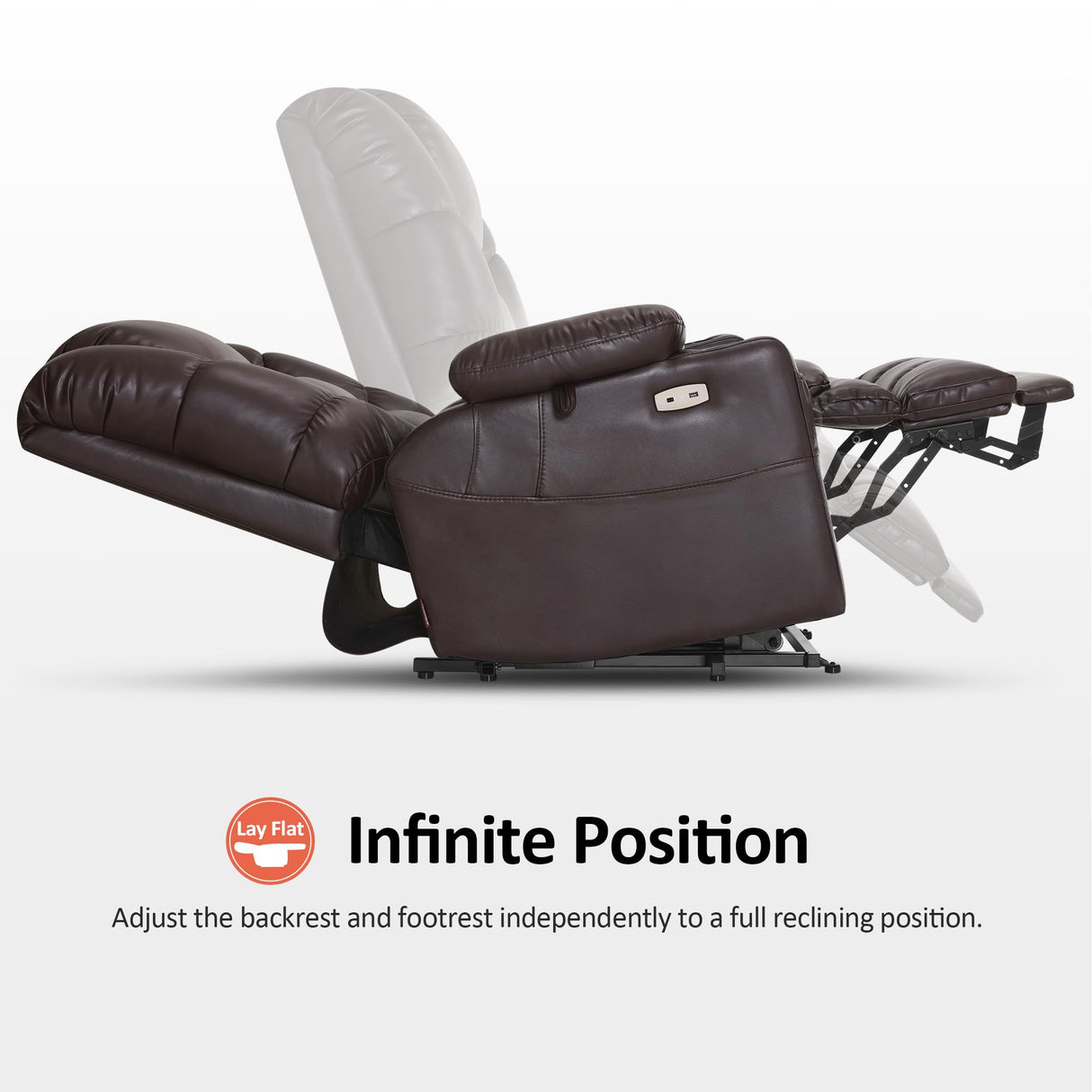 MCombo Triple Motor Power Lift Recliner Chair with Massage and Dual Heating, Adjustable Headrest for Big and Tall Elderly People, Faux Leather R7635 (Dark Brown, Large-Wide) MCombo