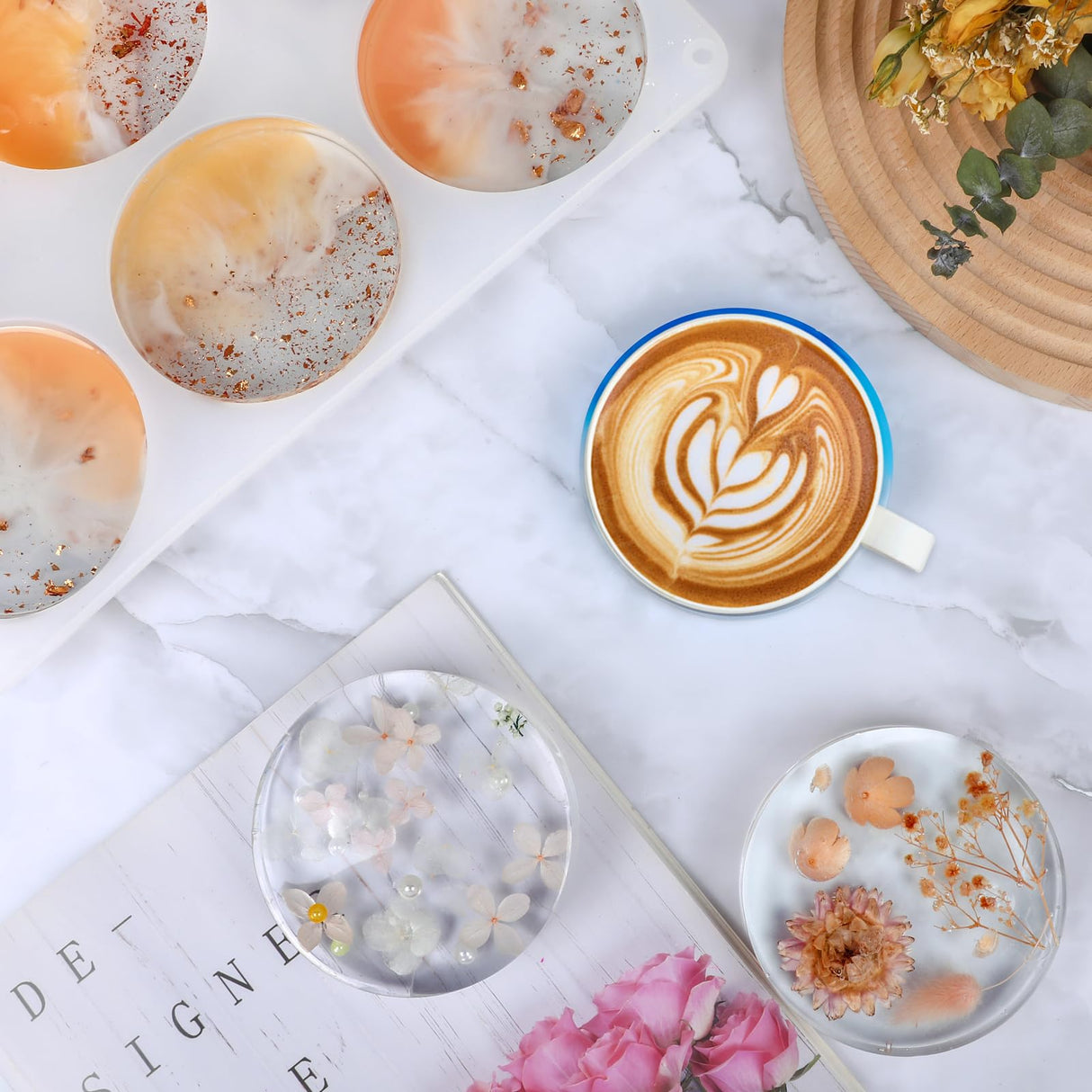 Round Resin Molds, Large 6 Cavity Coaster Silicone Molds, Deep Coaster Molds for Epoxy Resin, Epoxy Resin Molds for Epoxy Resin Crafts, Coasters, DIY Crafts KISREL