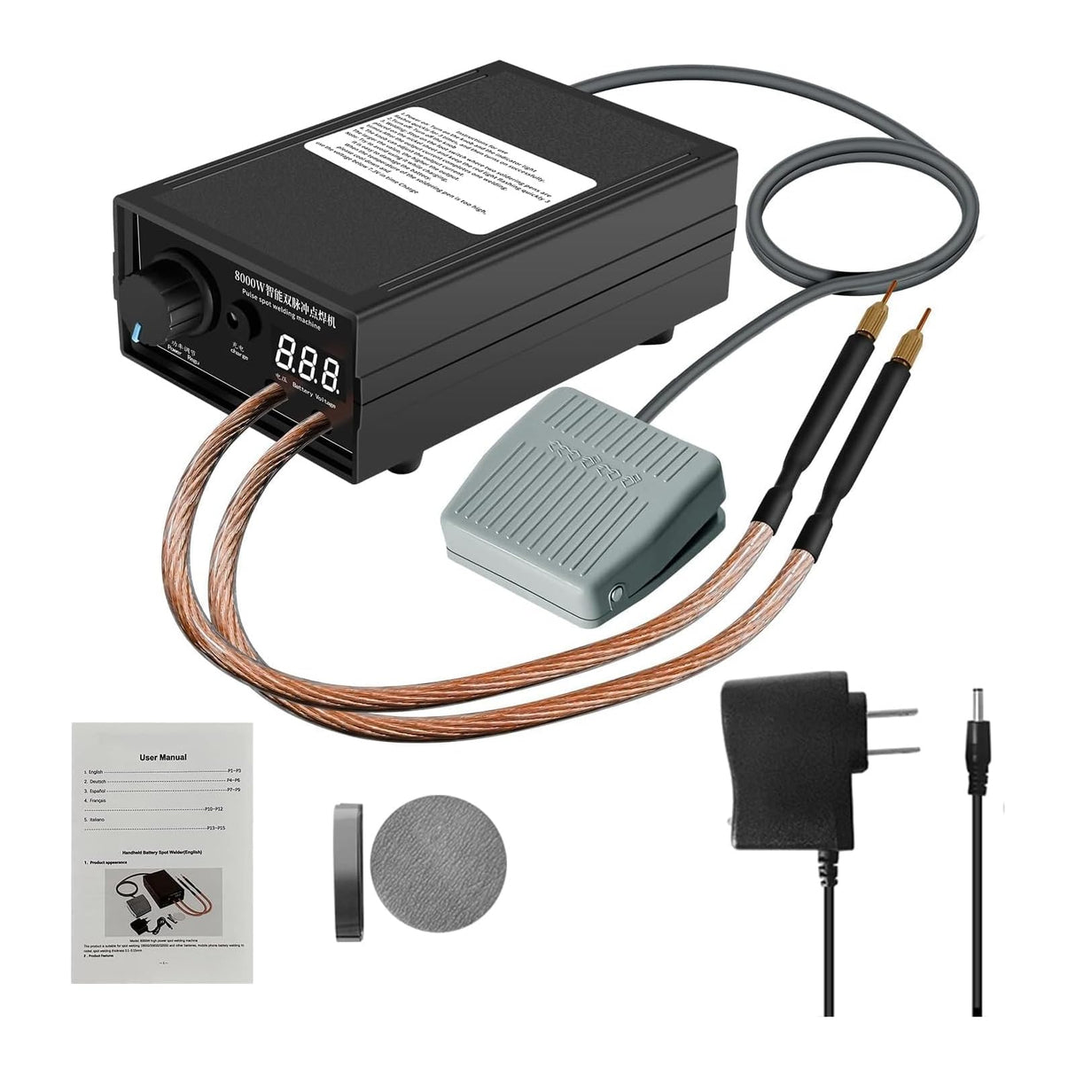 8000W Spot Welder,Handheld Spot Welder,Portable Spot Welder Machine DIY Kit,High Power Handheld Spot Welding Machine,with nickel strip and spot welding pen,for 18650 Battery Pack Welding Tools Docreate