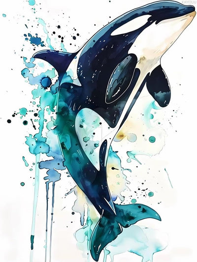 Diamond Painting for Adults 5D Whale Jumping into The Sea Full Drill Diamond Art Kit, DIY Whale Gem Painting Set Bedroom Living Room Wall Decor Gifts 12x16 inch