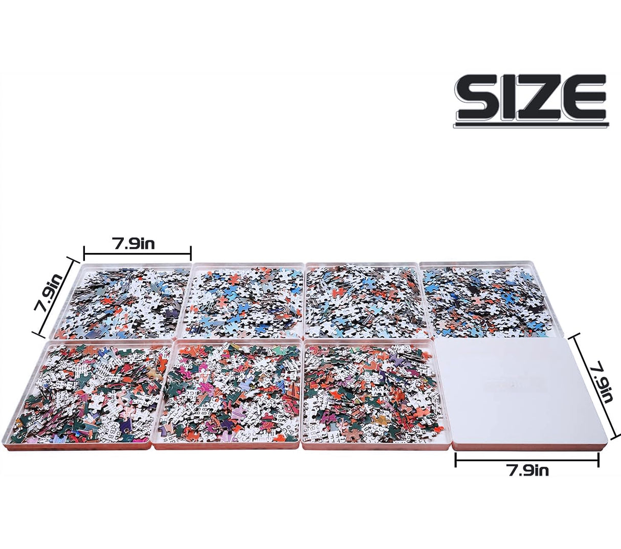 8 Sorting Trays with Lid 8x8 Premium Puzzle Trays for Lovers Up to 1000-1500 Pieces, Convenient Tool (White) RECHIATO