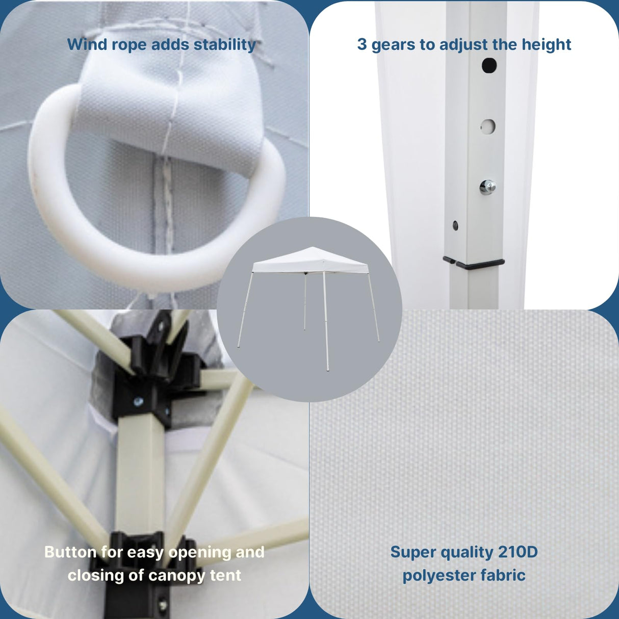 Outvita Canopy 7.8x7.8' Pop Up Commercial Instant Gazebo Tent, Waterproof & UV Protection Canopy Tent with Slant Legs for Party Wedding Birthday BBQ Events Outvita