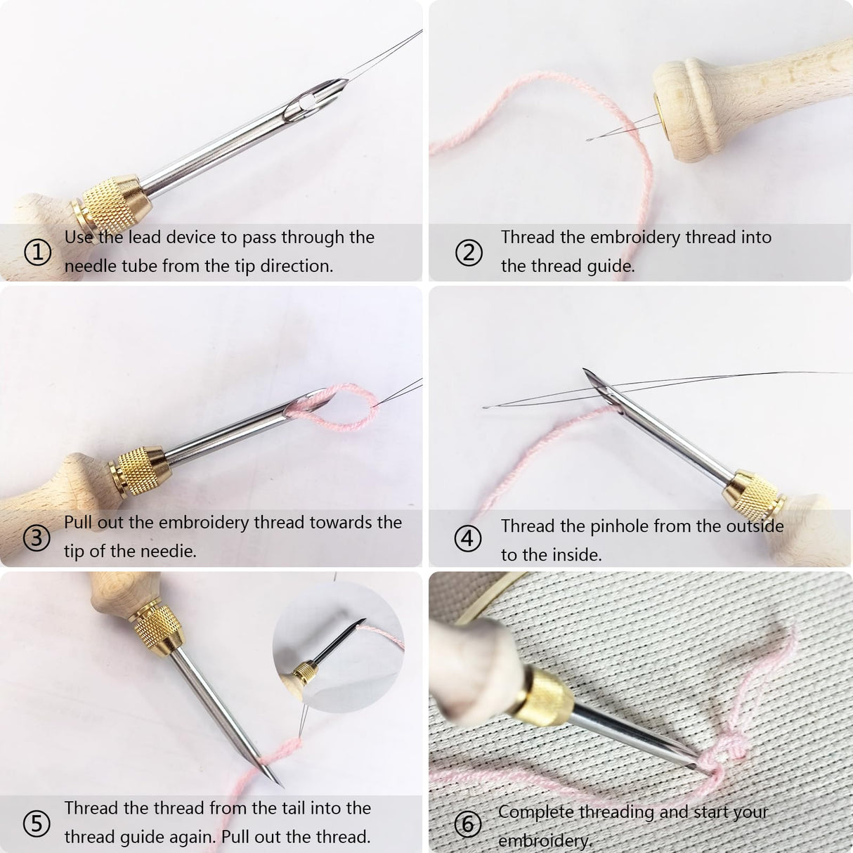 DiaWiew Adjustable Punch Needle Kit - Punch Needle Tool Include Wooden Handle Embroidery Pen Kits - Punch Needle Set for DIY Craft Decoration and Gifts - Perfect for Adults Beginners DiaWiew