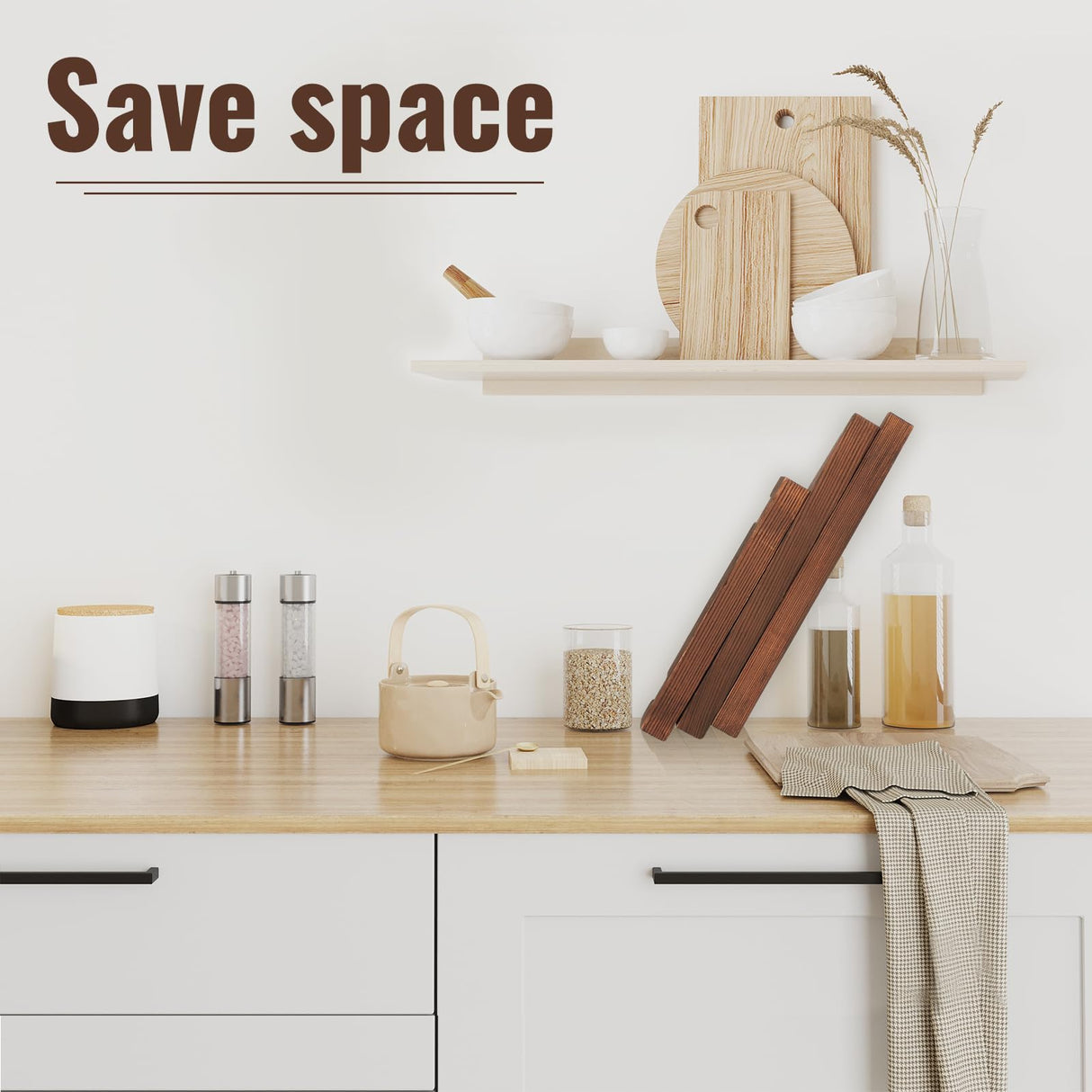 DEBETOOL Cookbook Stand for Kitchen - 8.8 inch Wooden Cookbook Holder for Kitchen Counter, Multifunctional Recipe Book Standļ¼Rustic Brown Recipe Book Holder Stand DEBETOOL