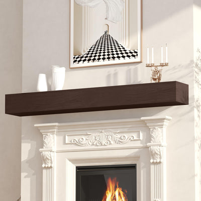 CRAFTEASE Fireplace Mantel 72 Inch Solid Wood Mantels for Over Fireplace 5" Thick Wall Mounted Shelves Long Floating Farmhouse Shelf Handcrafted Wooden Fireplace Mantle 72 X 8 X 5 - Rustic Brown