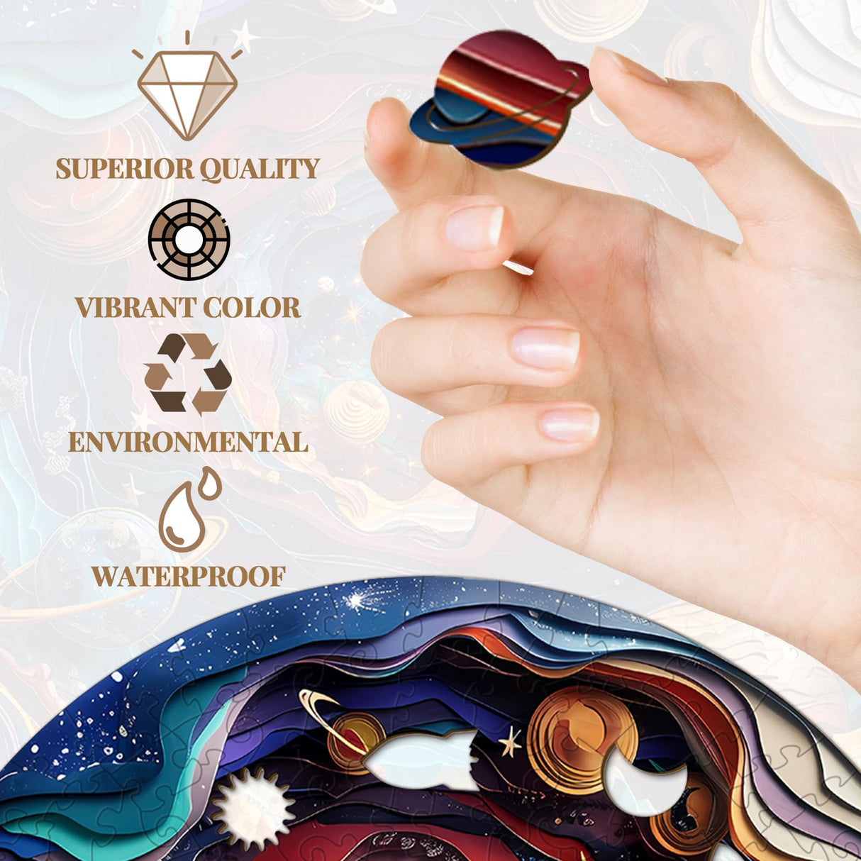 Wooden Puzzle for Adults-Wooden Puzzle Unique Shape Advanced 3D Universe Wooden Jigsaw Puzzle for Adults and Kids,Best Gift,Wood Puzzles,Challenge Wooden Jigsaw Puzzle (L-13.4 * 13.4in-300pcs) Welsky