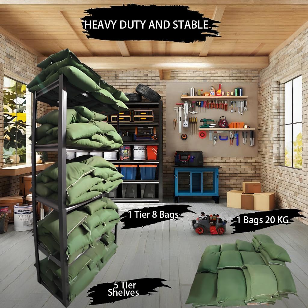 Darubtes Storage Shelving Unit Height Adjustable Heavy Duty Garage Shelves Metal Organizer Utility Rack 3200LBS for Kitchen,Plants,Books,Clothes Storage Black 83" H x 55" W x 23.2" D 5-Tier Darubtes