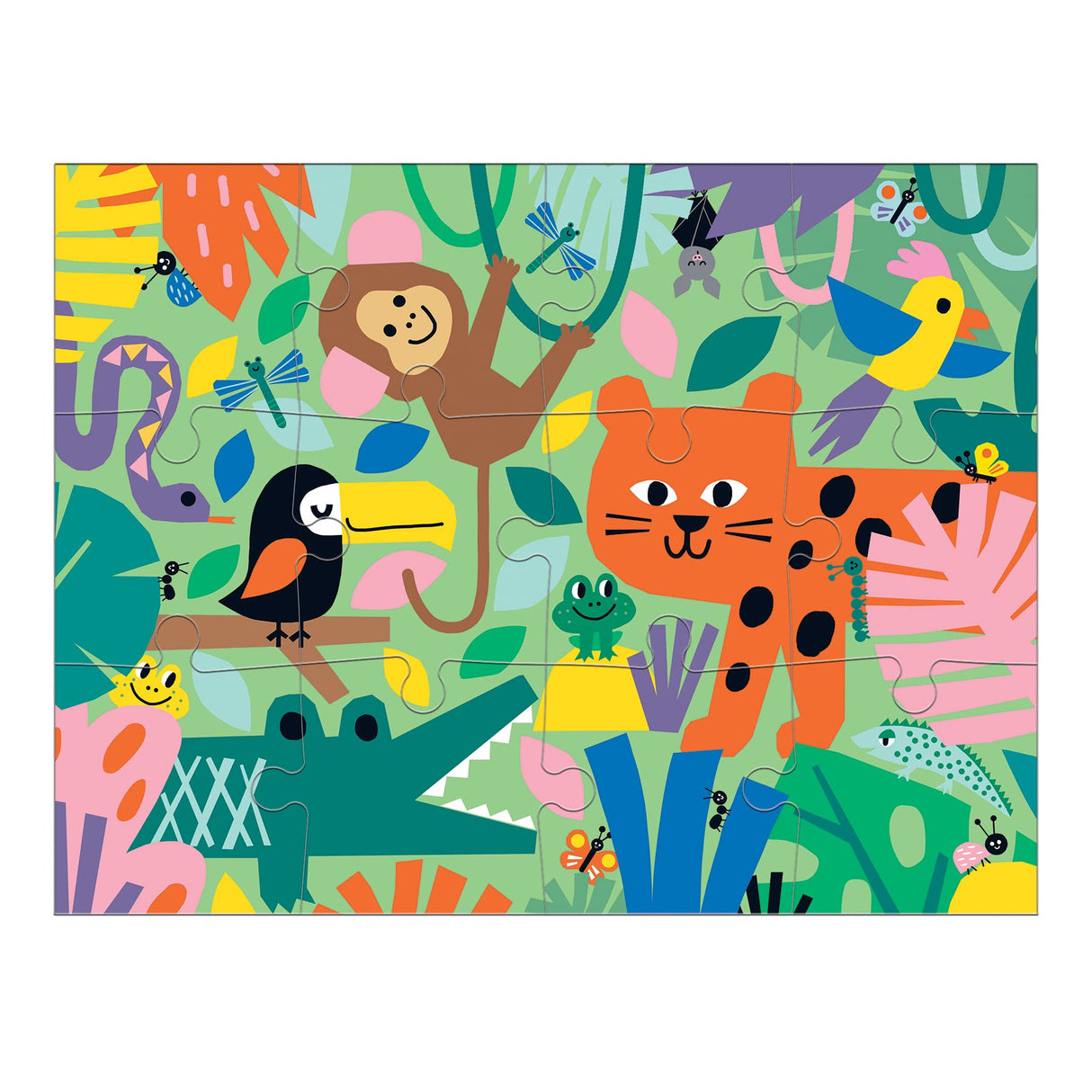 Mudpuppy Jungle Can You Spot? Puzzle from Mudpuppy - 12 Piece Jigsaw Puzzle Featuring Colorful Jungle Animals and 5 Things to Search and Find, 18" x 13.75", Ages 2+ Mudpuppy
