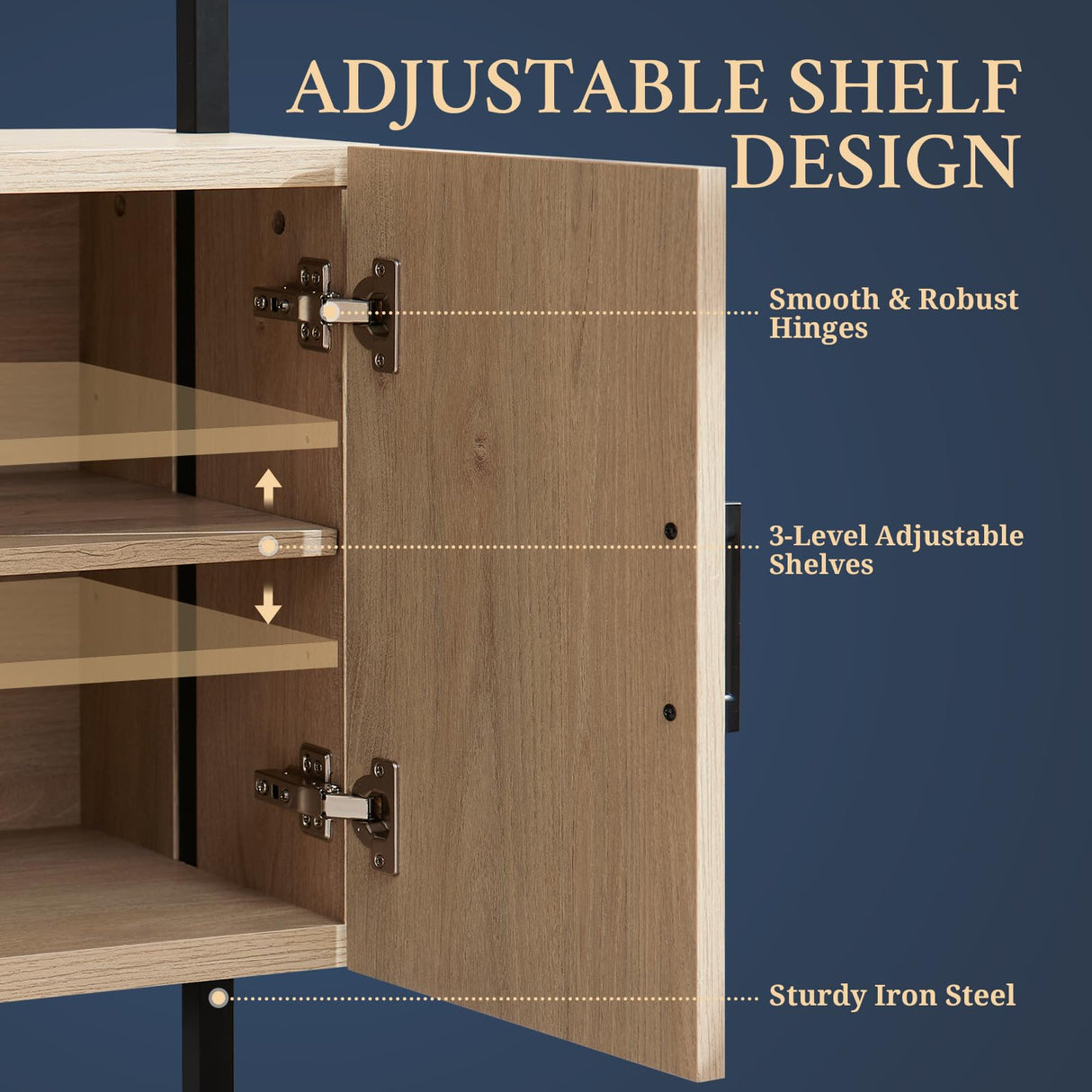 OAKHAM HOME 5 Tier Book Shelf, 73" Tall Bookshelf with Storage, Modern Bookcase with Shelves, Wall Mount Ladder Shelf with Steel Frame, Bookshelves with Rattan Cabinet for Living Room (Weathered Oak) OAKHAM HOME