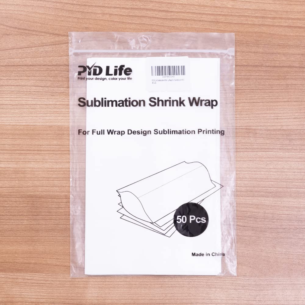 PYD Life 50 PCS Sublimation Shrink Wrap Sleeve White Bags 10 x 5 Inch for Print by Oven,Sublimation Shrink Wrap Film for 20 OZ Sublimation Skinny Tumbler,Heat Transfer Shrink Wrap PYD Life