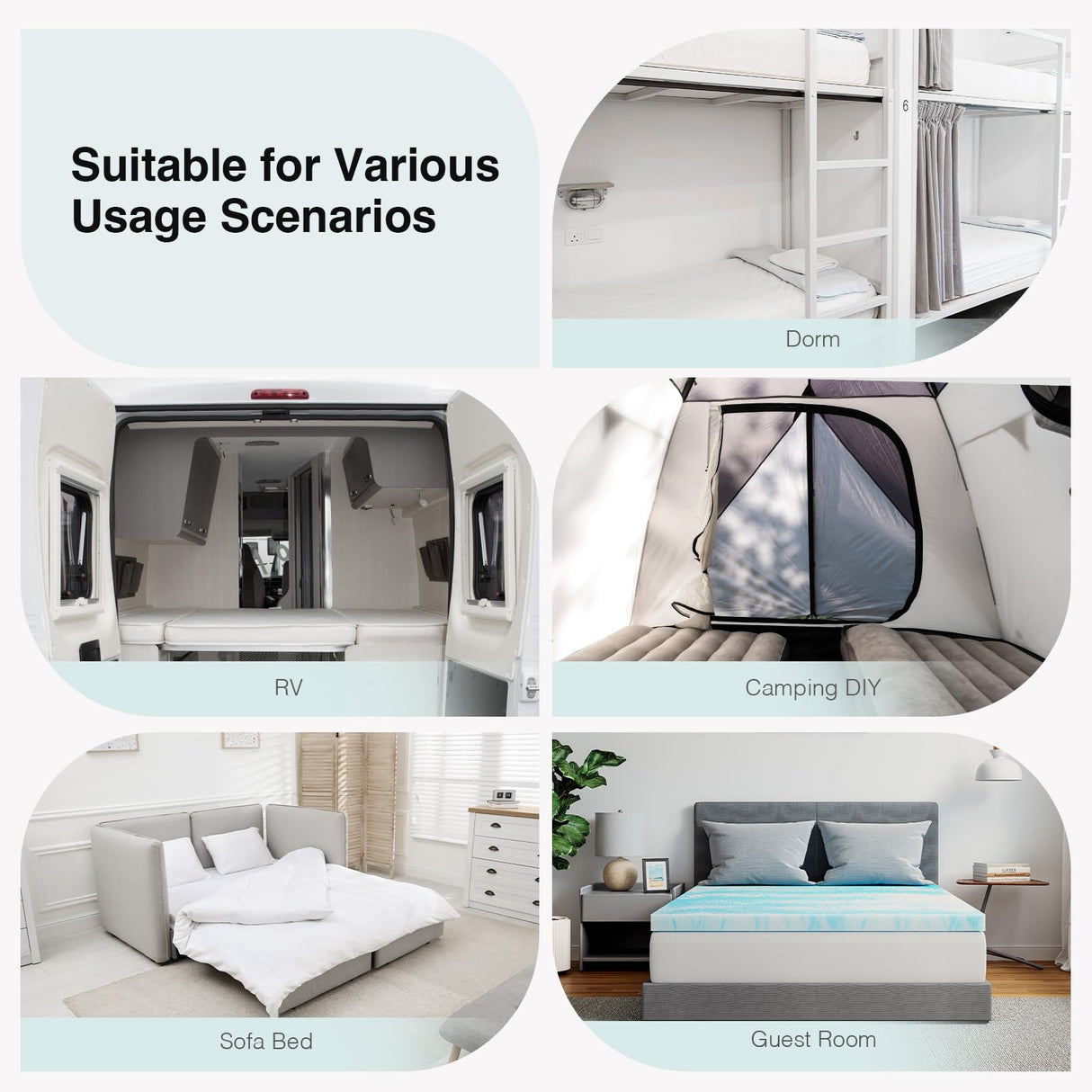 Novilla Memory Foam Mattress Topper King - 2 Inch Cooling Gel Infused Memory Foam | Slow-Rebound Pressure Relief | CertiPUR Certified | Comfort for Sleeper Sofa, RV, Camper, Dorm Room Novilla