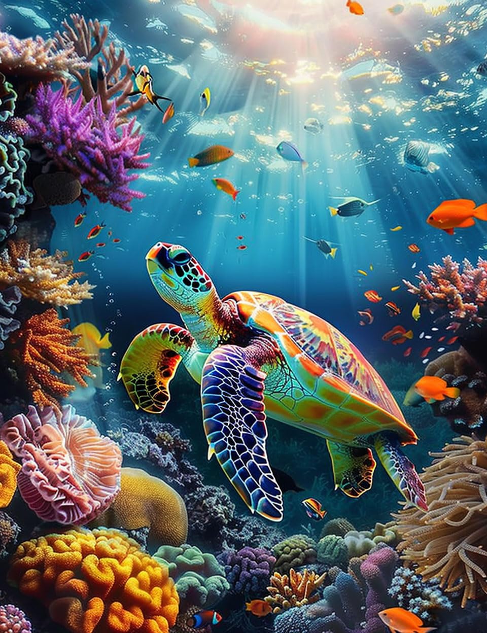 Naykow Sea Turtle Diamond Painting Kit 5D DIY Crafts for Adults, Full Drill Rhinestones, 12 x 16 inches Naykow