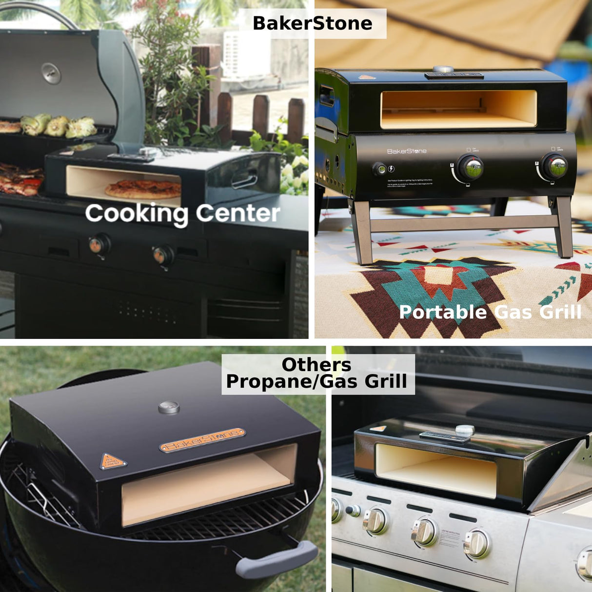 BakerStone Outdoor Pizza Oven, 12" Pizza Oven for Grill Top 5-sided Stone Baking Chamber with Wood Pizza Peel, Turning Peel For Backyard Patio Camping Barbecues, Basic Series BakerStone