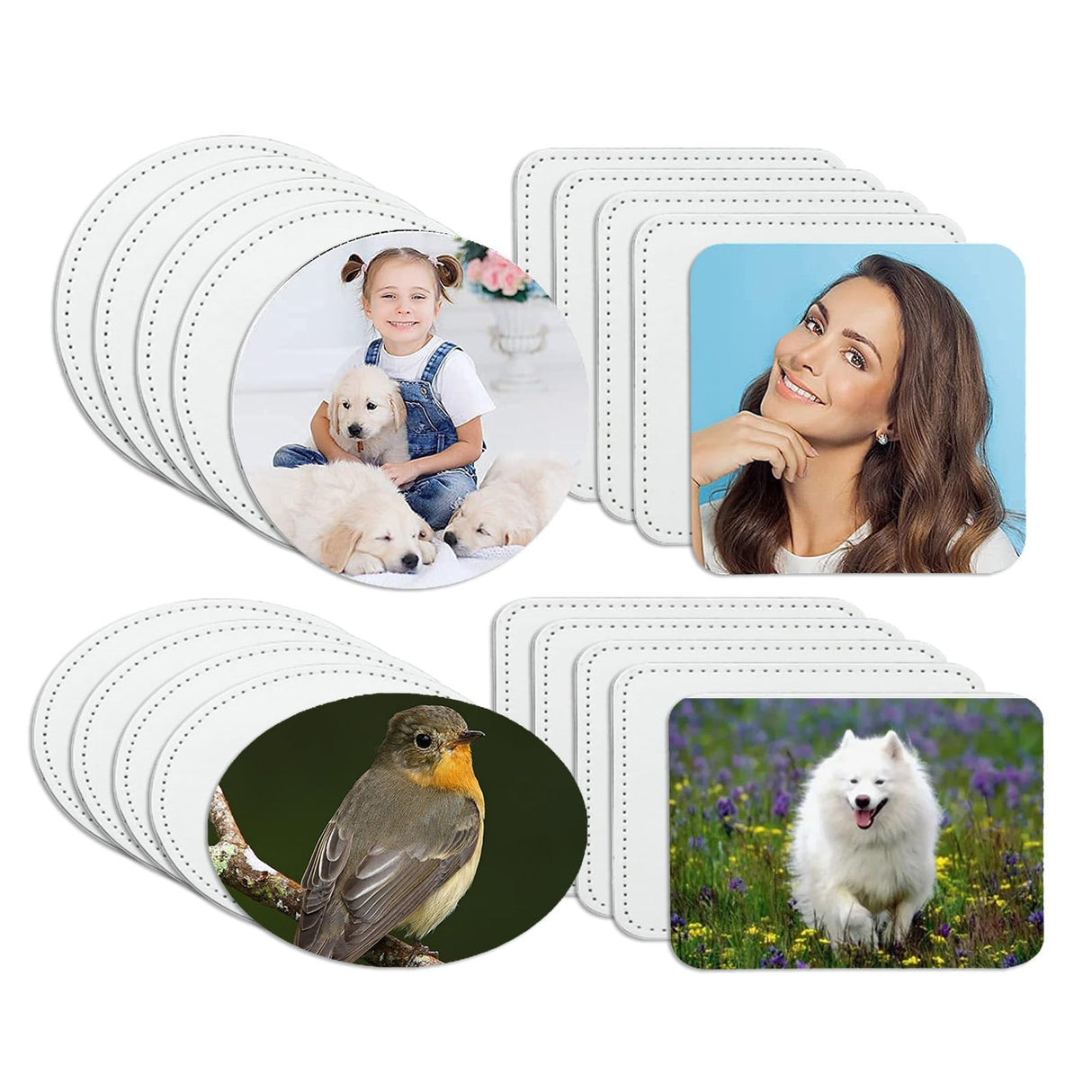 GREYWAWA 10 Pcs Sublimation Patches Blank Iron on Patches 8 Shapes Blank Leather Hat Patches for Hat Shirt Dress Sweater Jeans, 7.6cm/2.99in, Round 3 GREYWAWA