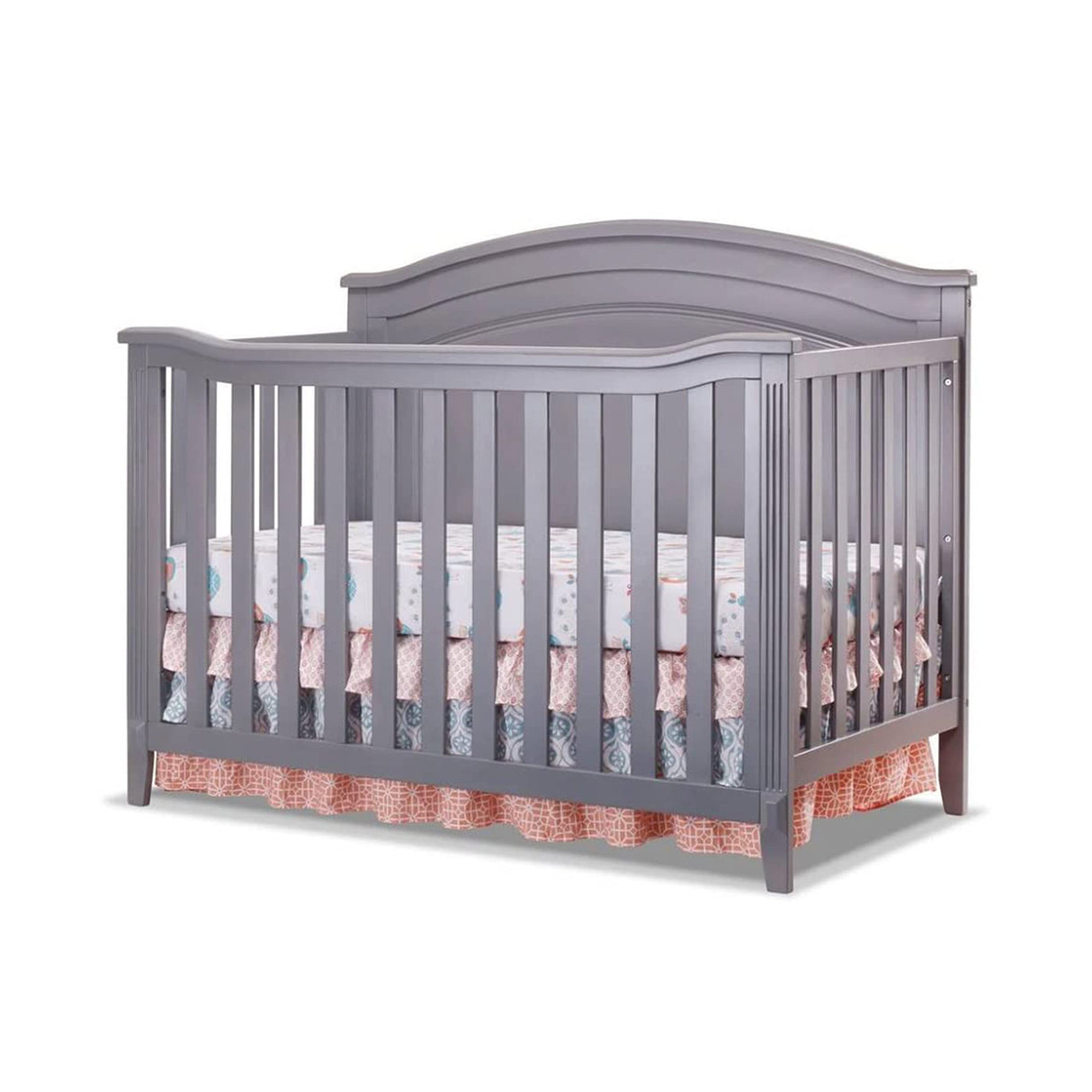 SORELLE FURNITURE Berkley Round Top Crib, Classic 4-in-1 Convertible Crib, Made of Wood, Non-Toxic Finish, Wooden Baby Bed, Toddler Bed, Child’s Daybed and Full-Size Bed, Nursery Furniture-Gray SORELLE FURNITURE