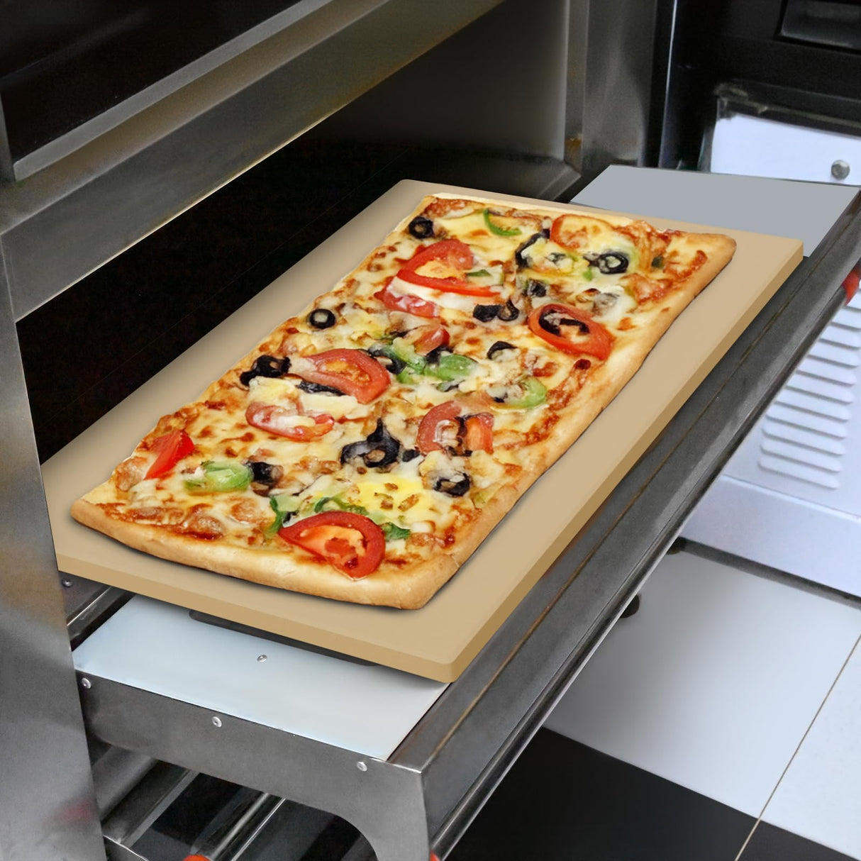 Caprihom Extra Large Pizza Stone 22 Inch, Rectangular Pizza Grilling/Baking Stone 22" x 14", Industrial Commercial Oven Stone, Ideal for Grilling Baking Several Pizzas Bread - Includes Scaper Caprihom