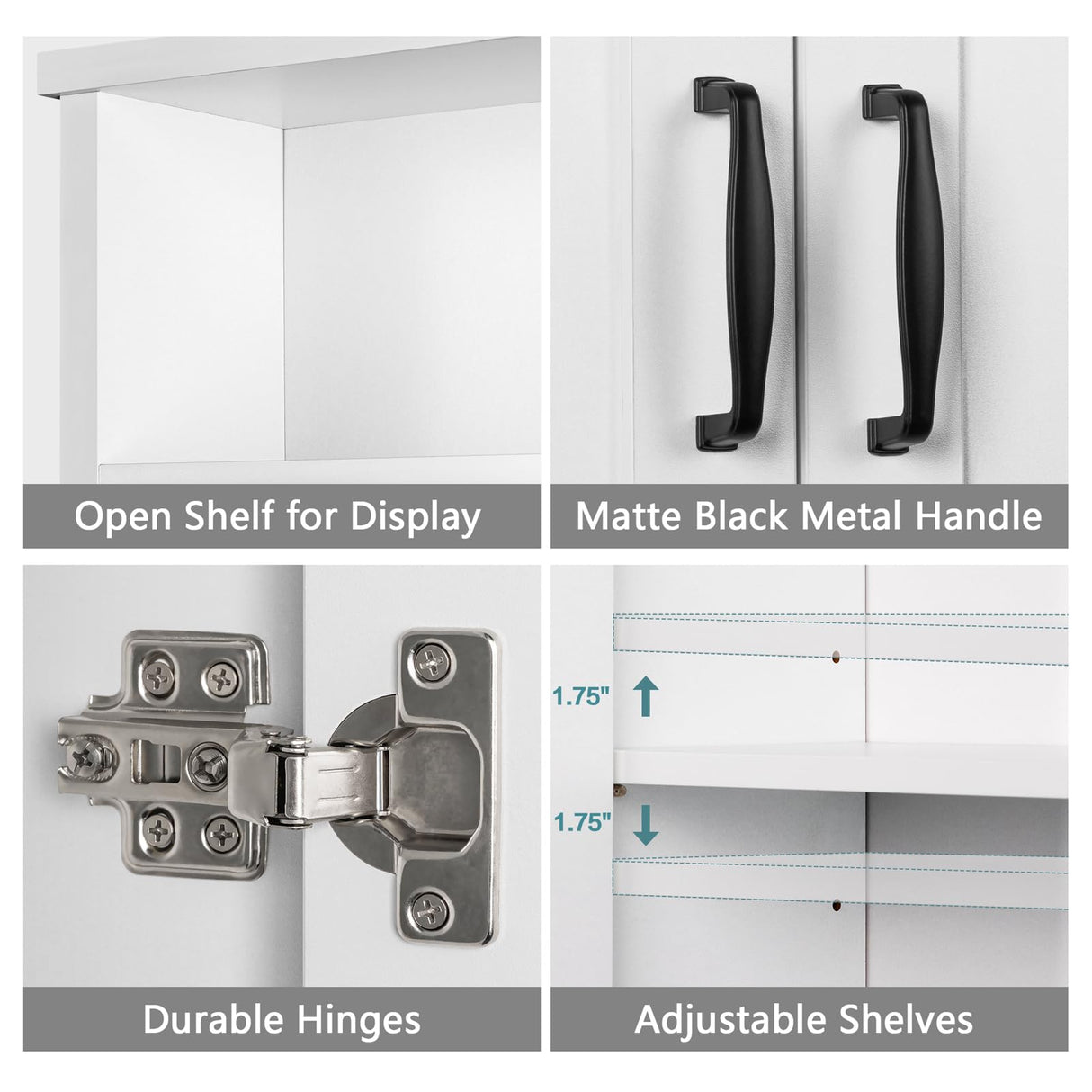 MXARLTR Over The Toilet Storage Cabinet, Over Toilet Bathroom Organizer with Adjustable Shelf and Double Doors, Space Saver Shelf Above Toilet Storage Cabinet (White) MXARLTR