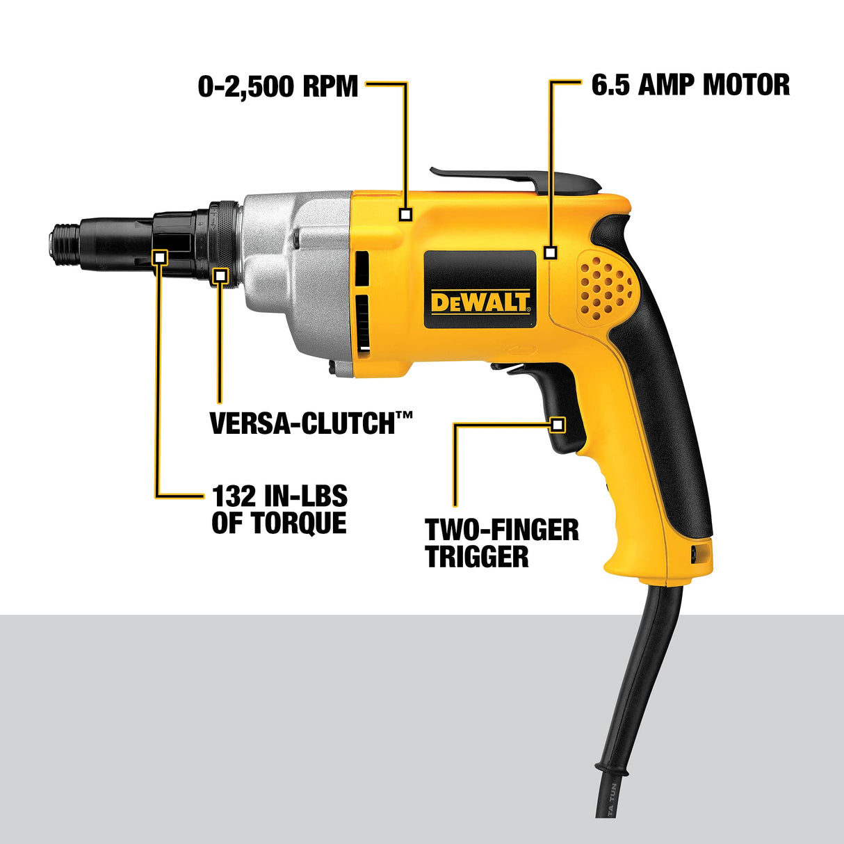 DEWALT Drywall Screw Gun, 6.5-Amp (DW268), Yellow DEWALT
