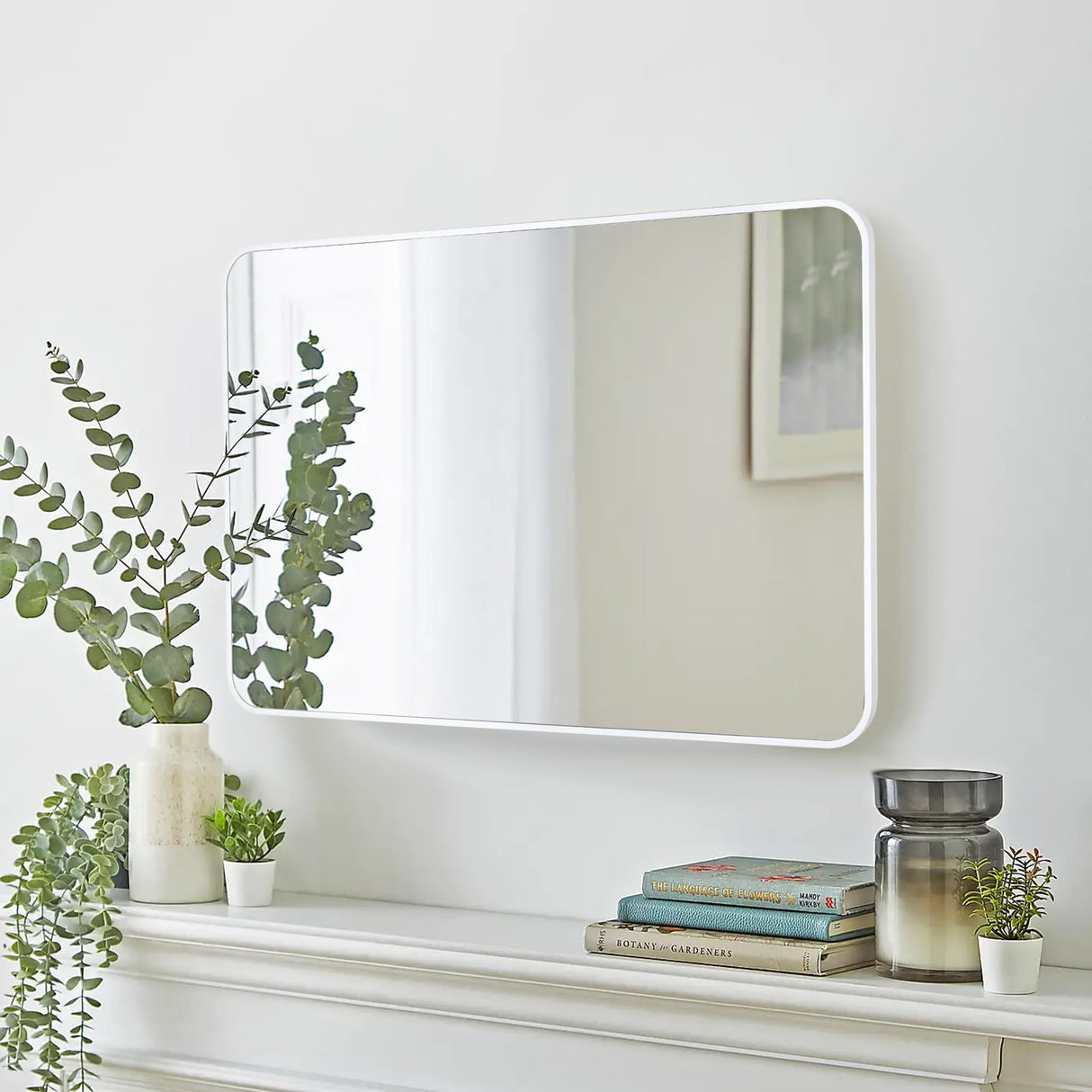 CULER White Bathroom Wall Mirror,20 x 30 Inch Rectangle Vanity Modern Tempered Glass Mirror for Bedroom,Living Room,Entryway CULER