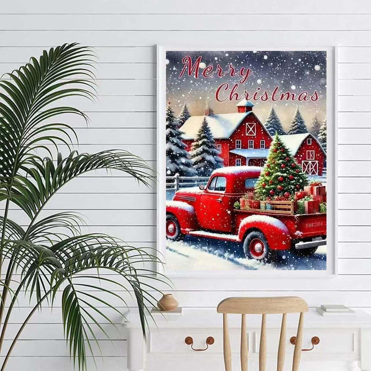 Winter Red Truck Diamond Art Kits for Adults,Merry Christmas Diamond Painting Kits for Beginners,DIY 5D Round Full Drill Diamond Dots Paintings Picture Arts Craft for Home Decor 12 x 16inch ZHUDENGXJL