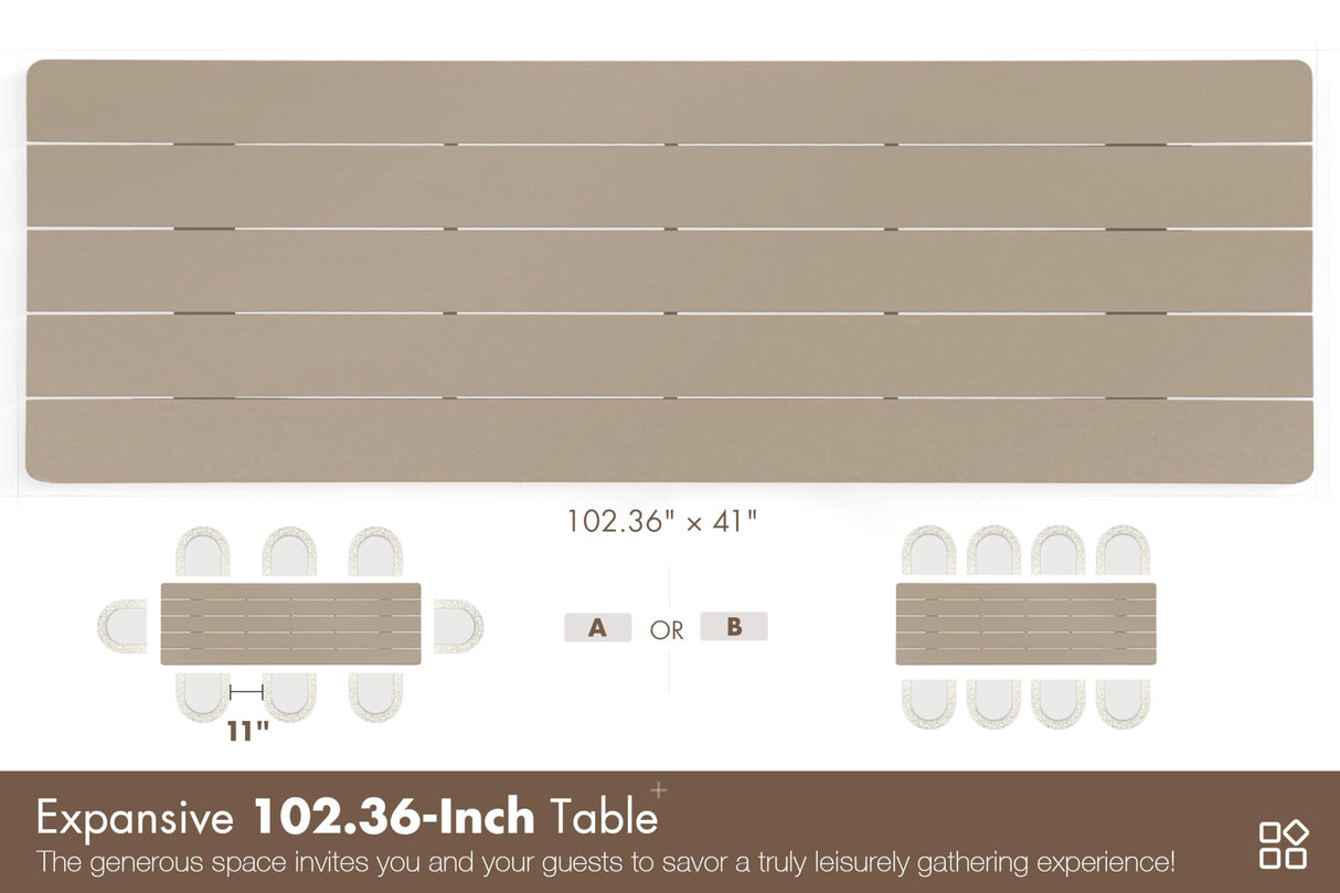 PURPLE LEAF Patio Dining Set 9 Pieces Luxury Modern Conversation Set Aluminum Large Rectangle Dining Table and Chairs with Olefin Cushion Outdoor Furniture Set for Garden Porch Deck Backyard PURPLE LEAF