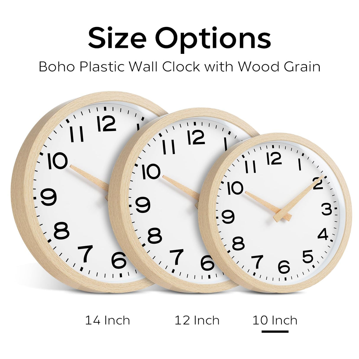AKCISOT Wall Clock,Boho Kitchen 10 Inch Wall Clocks Battery Operated Non Ticking,Silent Modern Clock Decorative for Bedroom,Office,Bathroom,Living Room,Home (Wood Grain) AKCISOT