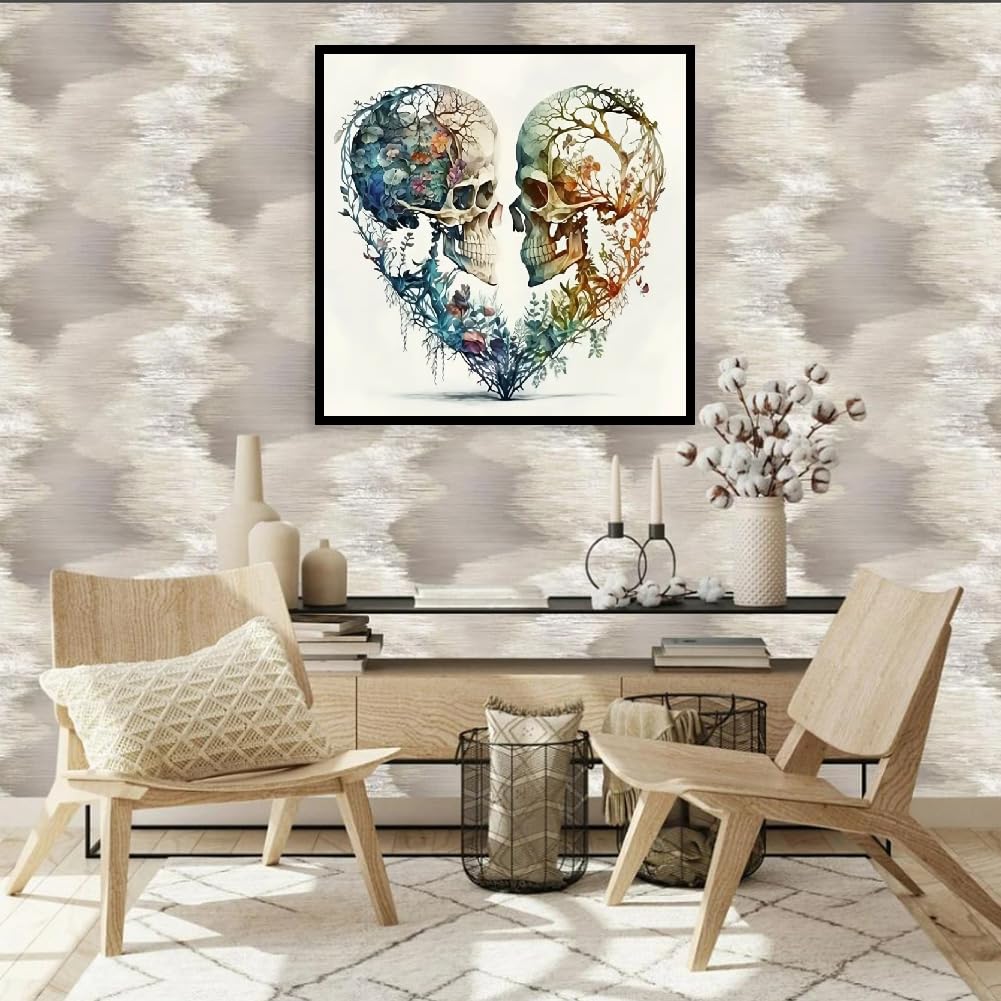 JFYHAB Diamond Painting Kits for Adults DIY 5D Love Diamond Art Paint with Round Diamonds Full Dril Gem Skull Art Painting Kit for Home Wall Decor Gifts 12x12inch JFYHAB