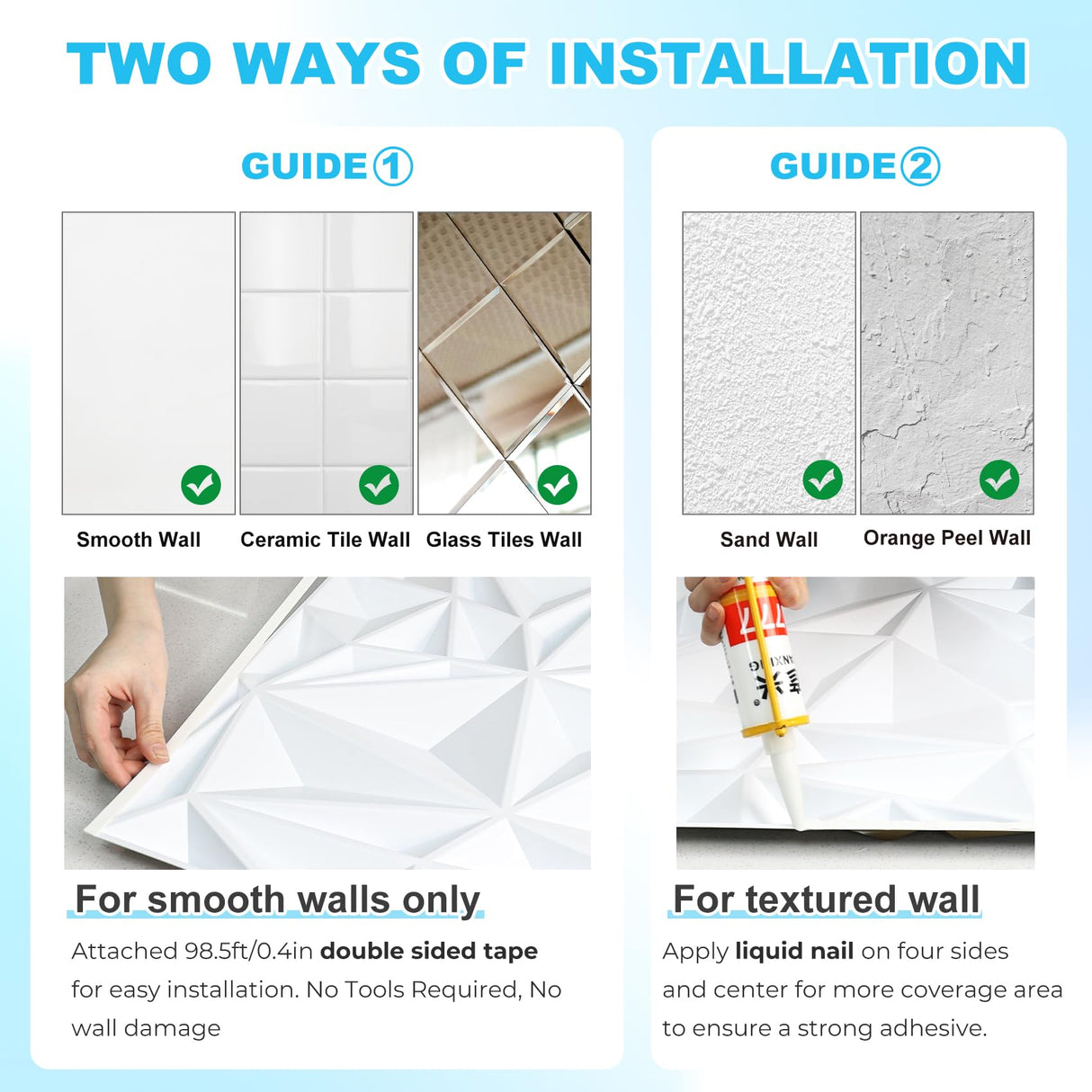 STICKGOO Diamond 3D Wall Panels, Brushed Silver Decorative Wall Covering Panels for Interior Wall Decor, PVC Accent Wall Panels for Living Room Bedroom Game Room STICKGOO