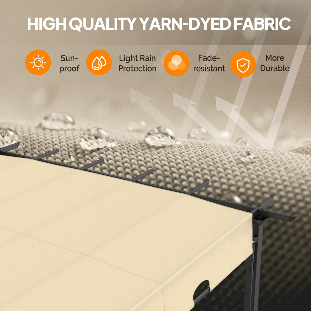 VINGLI 10’x 10' Outdoor Pergola Aluminum Retractable Pergola Canopy with Adjustable Roof, Patio Pergola for Deck, Porch, Garden, Yardn (Beige) VINGLI