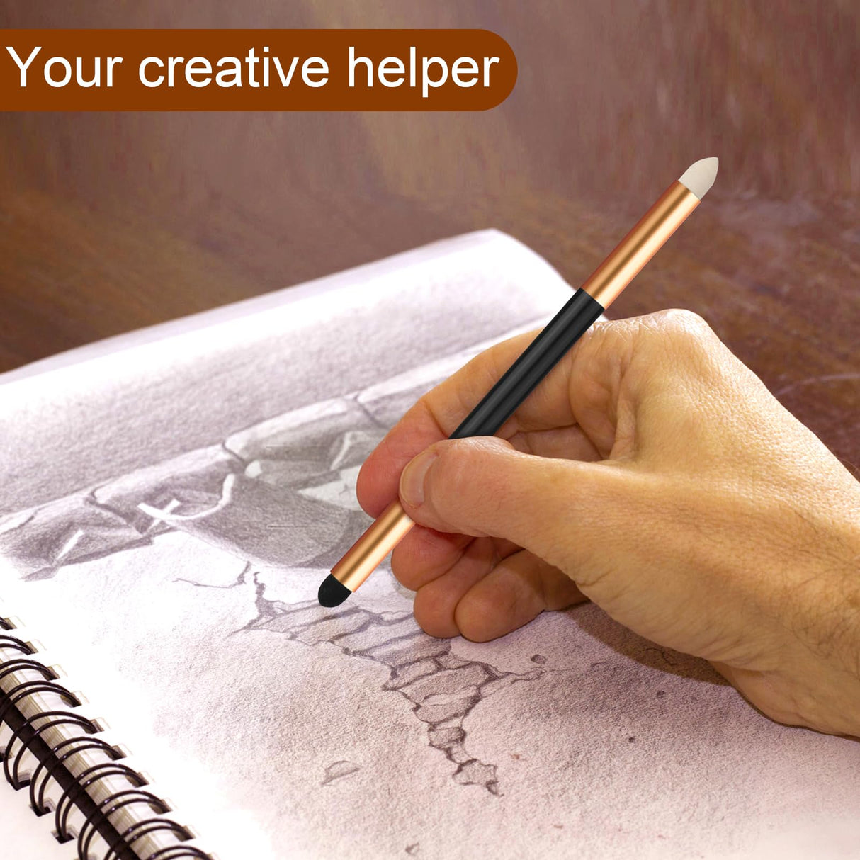 6pcs Artist Blending Sponge Pen, 2 Sizes Double-Headed Detail Blending Stump Pen Sketch Pen Brush Rubbing Sponge Drawing Art Blender Tool Drawing Blender for School Students Beginners Artists PEUTIER