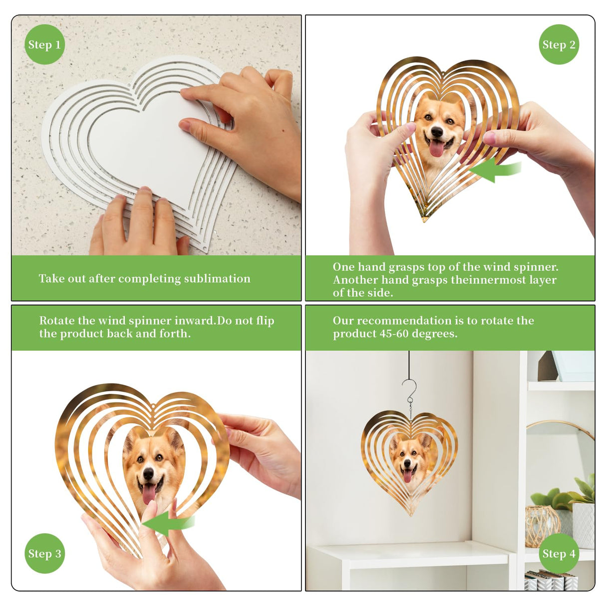 Encooldesty 2 pcs 8 inch Sublimation Wind Spinner Blank,Hanging Wind Spinners Sublimation Blanks,Aluminum Metal Wind Sculptures,Indoor Outdoor Garden Decoration Encooldesty