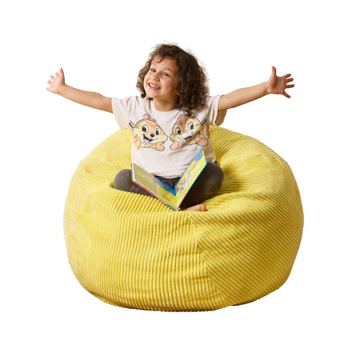 Cansunna Bean Bag Chairs Teardrop Bean Bag Chair Beanbag Chair with Memory Foam Filled Machine Washable Cover for Living Room, Bedroom (Small,Yellow) Cansunna