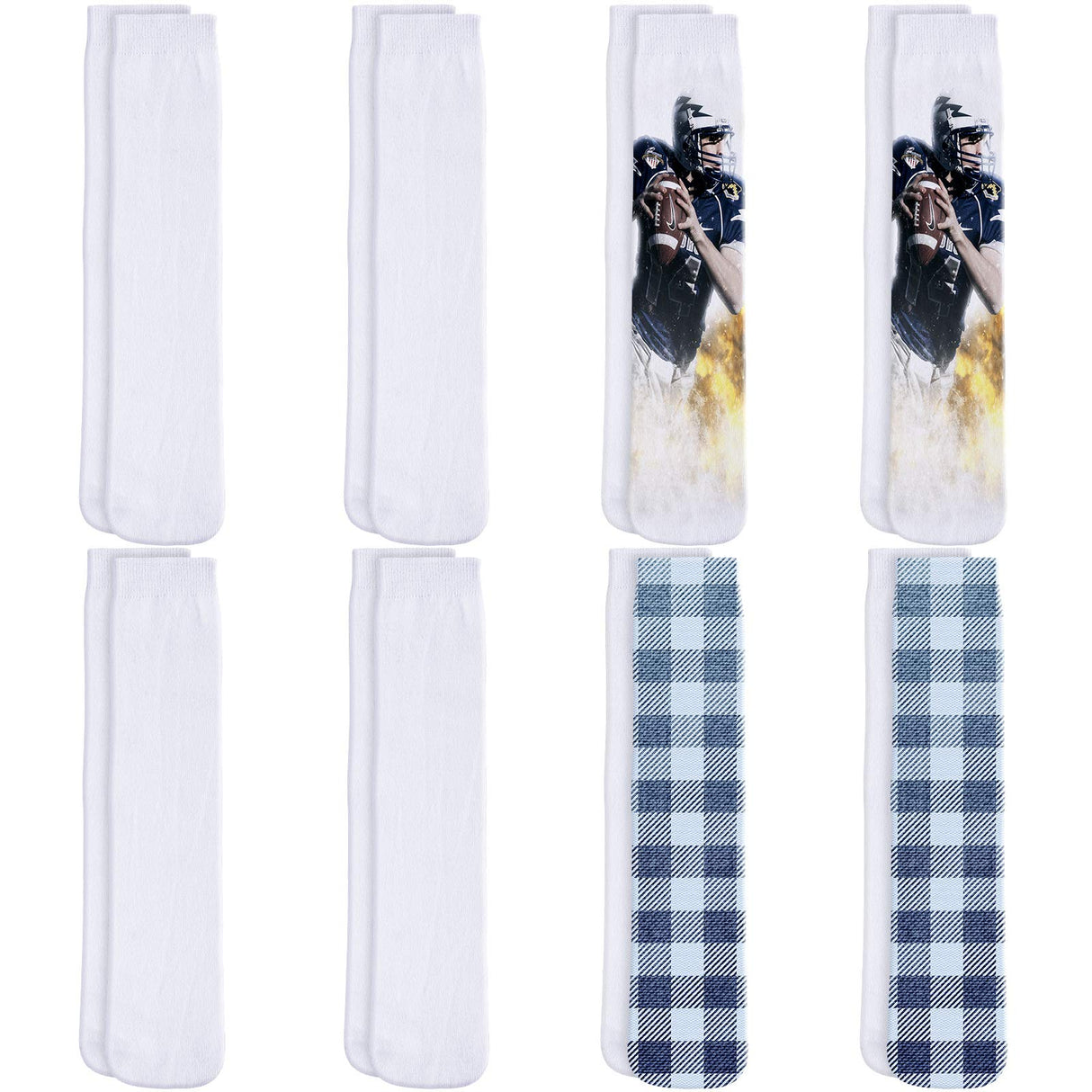 Geyoga 8 Pairs Blanks White Sublimation Socks 15.7 Inch Personalized Printable Polyester Socks Athletic Socks for Men Women Winter People DIY Gifts Personalized Socks Decoration Party Favors Geyoga
