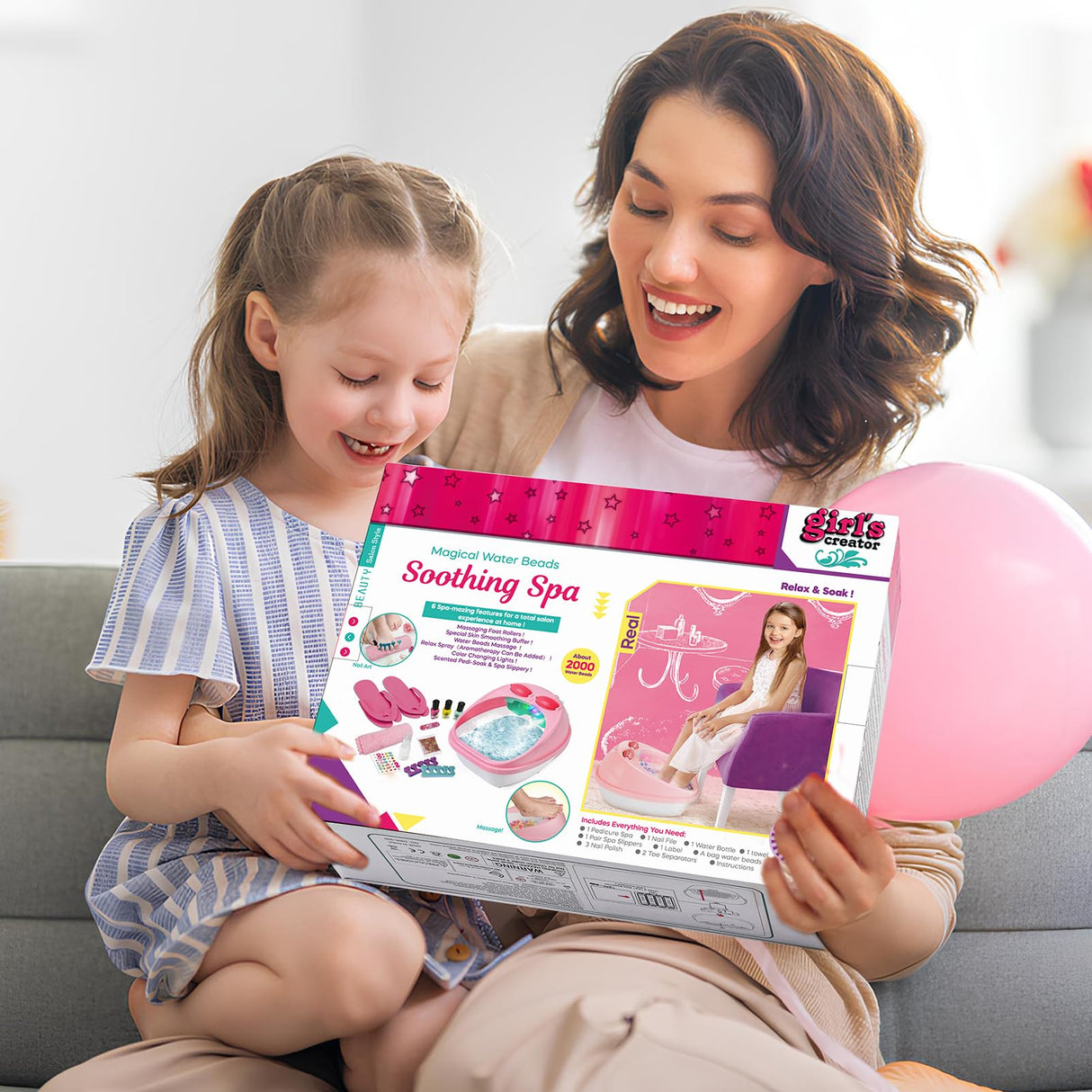 B Bascolor Kids Foot Spa & Nail Kit Set, Kids Spa Day Kit for Girls, Massage Foot Soak Tub and Nail Dryer, Manicure Pedicure Art Salon Girl Gift for 5-12, Christmas Birthday Gifts B Bascolor