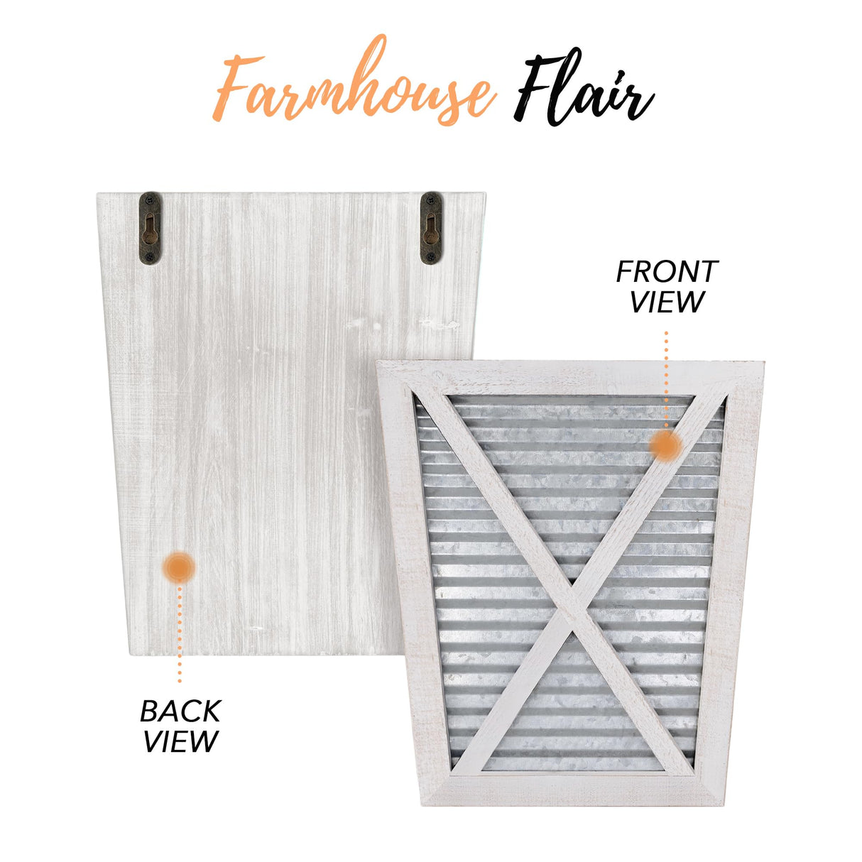 Autumn Alley Large Rustic Farmhouse Wall Planter Set of 2, Farmhouse Decor Wall Hangings for Wall Planter Indoor, Galvanized, Corrugated Metal, Wooden, White - Flowers Not Included Autumn Alley