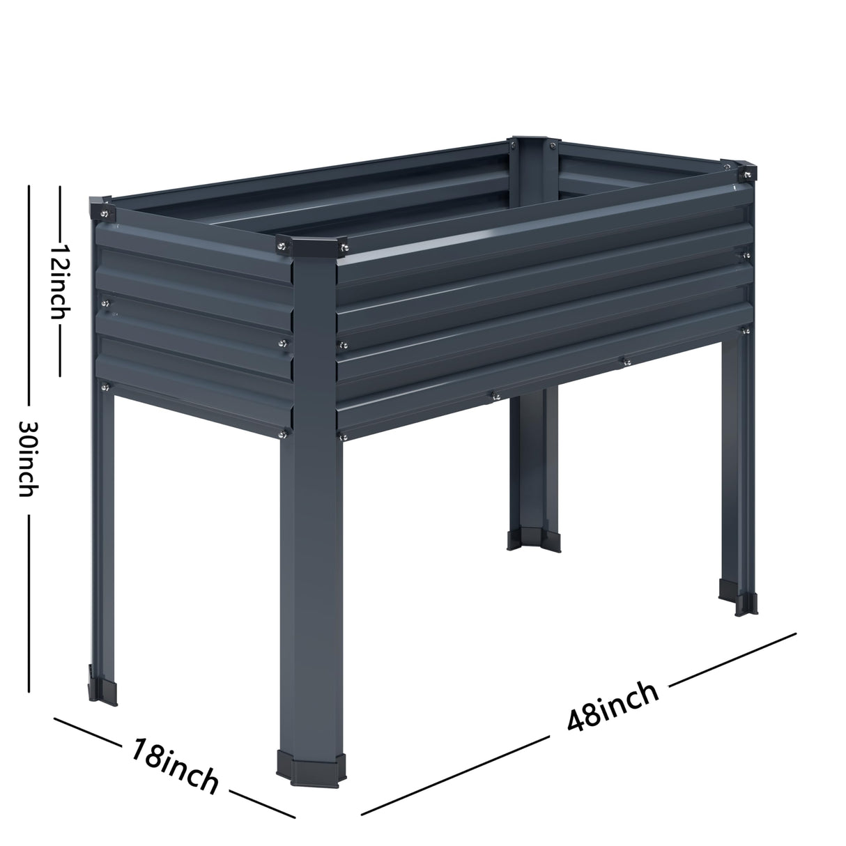MGNO Galvanized Raised Garden Bed Outdoor with Legs,48×18×32in Metal Elevated Raised Planter Box for Backyard, Patio, Balcony, 300lb Capacity,Grey… MGNO