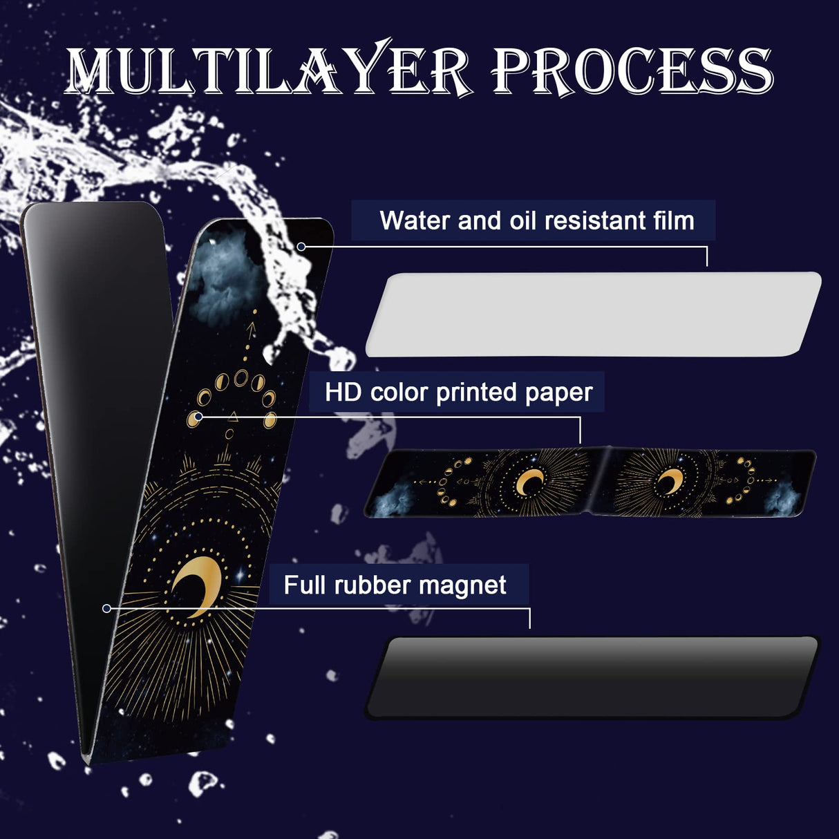 30 Pieces Space Moon Magnetic Bookmarks Galaxy Bookmark Starry Sky Clip in Bookmark Page Book Marker for Kids Teens Students Teachers Reading School Library Office Accessories, 10 Styles Sinmoe