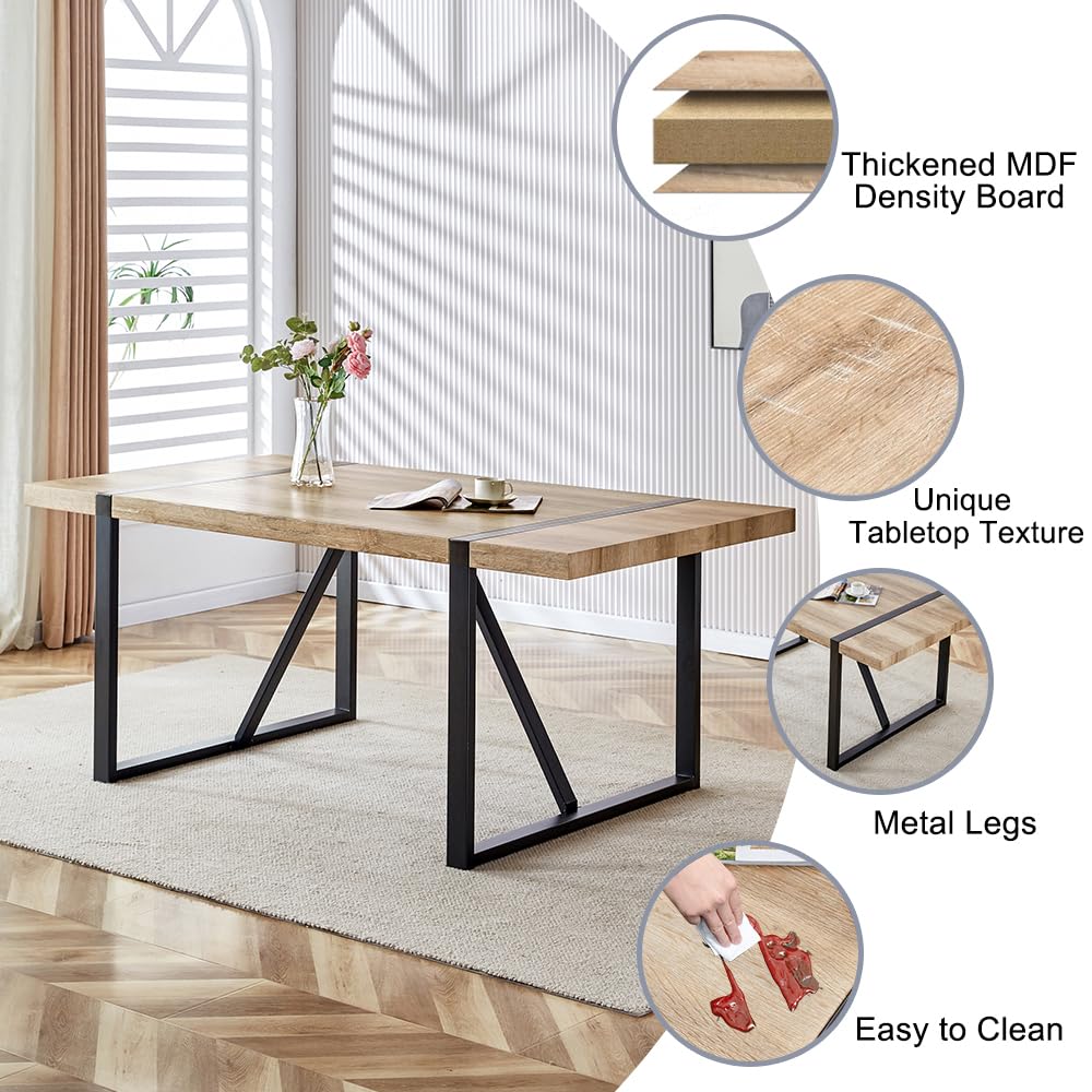 MUUOKY 9 Piece Dining Table Set for 8,Modern 71'' Rectangle Wood Dining Table and Fabric Dining Chairs 8,Kitchen Table and Chairs for 8,Ideal for Kitchen Dining Room MUUOKY
