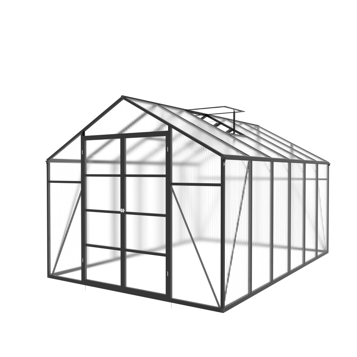 Vigo huseeo 10 * 12 * 8.7FT Greenhouse for Outdoors,Polycarbonate Greenhouse with Stronger Wind Protection and Roof Vent,Walk-in Large Aluminum Sunroom Winter Proof,Black Vigo huseeo