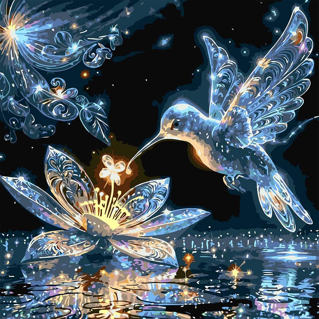 SHICERNHJ DIY Hummingbird Paint by Numbers Kit for Adults Beginner,Birds Flowers Paint by Number Kits for Adults, Acrylic Paint by Number On Canvas for Home Wall Decor 16 X 16 Inch SHICERNHJ